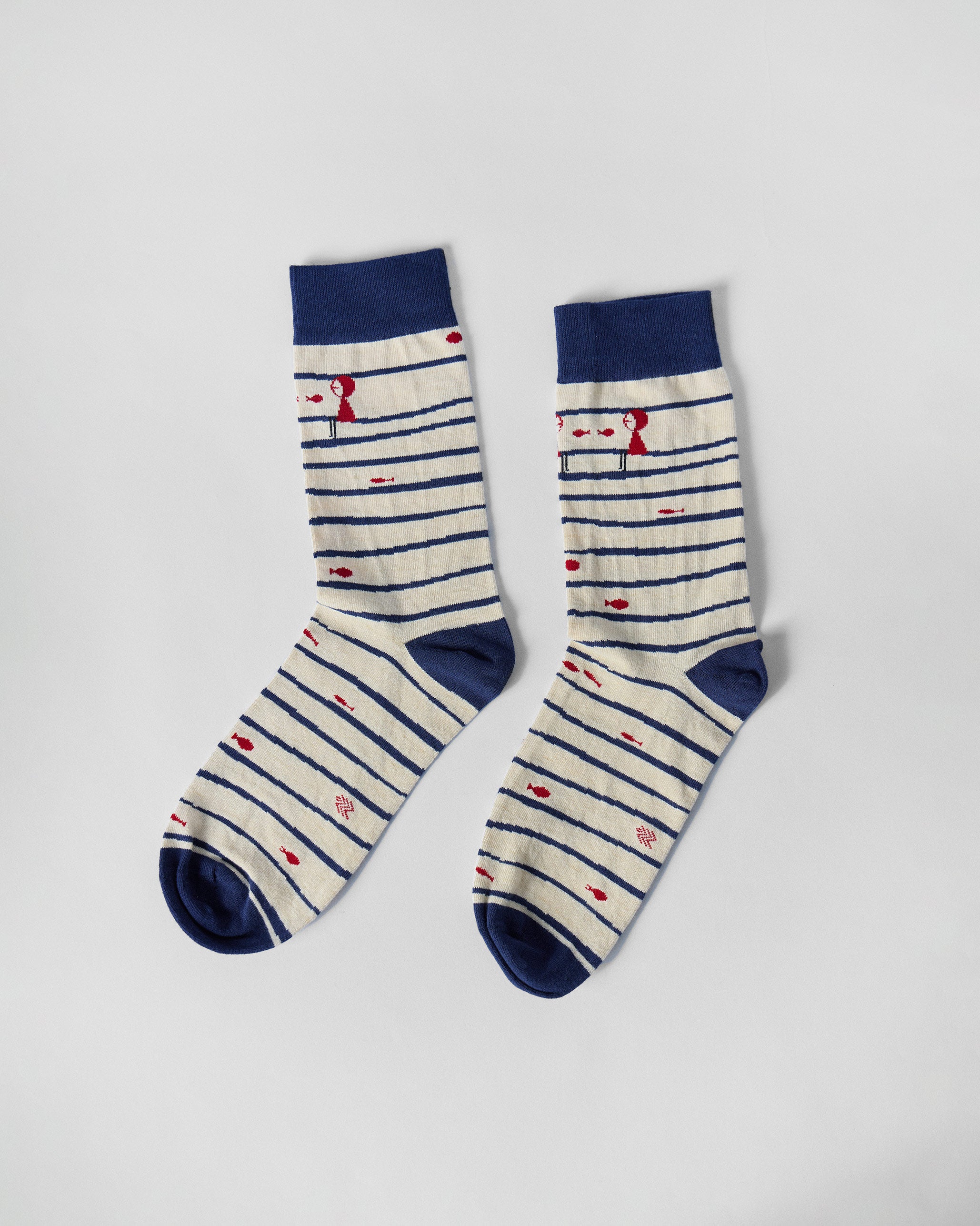 Go Fish Socks - Ivory & Riverside Blue