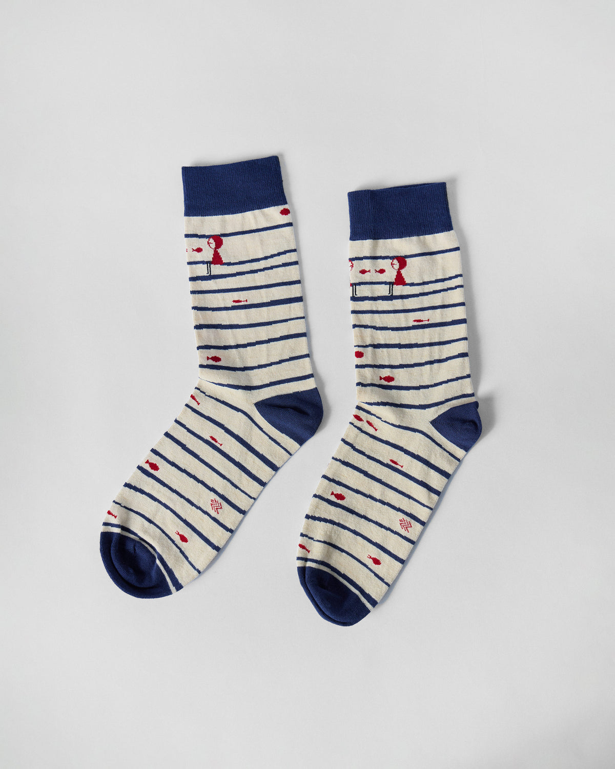 Go Fish Socks - Ivory & Riverside Blue
