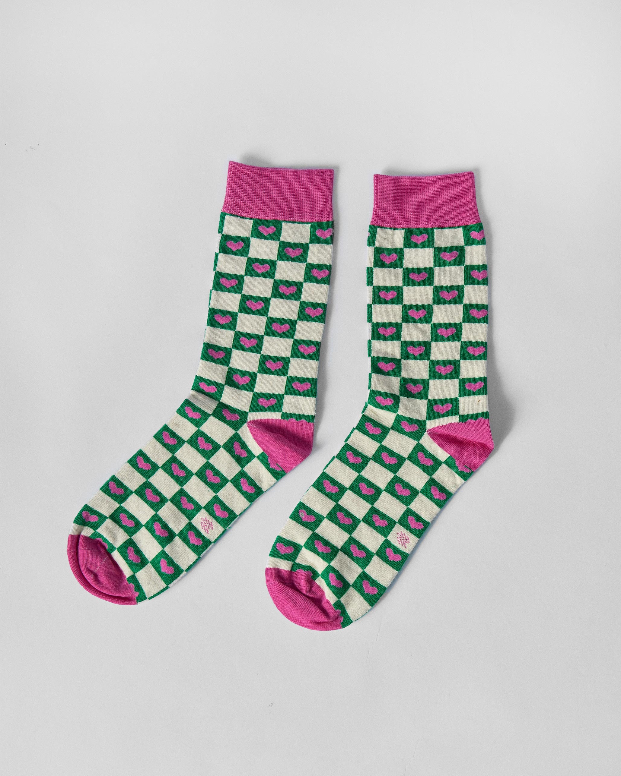 Checkers Socks - Green & Fuchsia