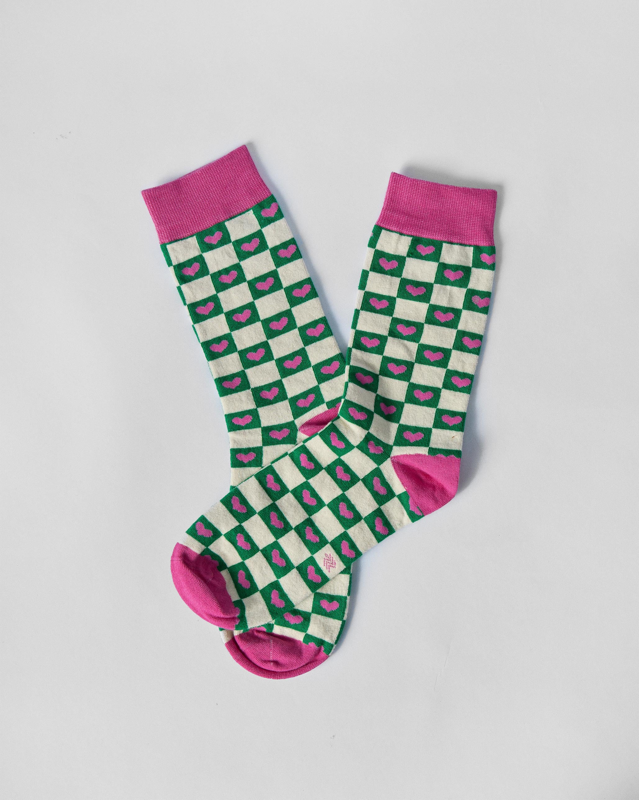 Checkers Socks - Green & Fuchsia