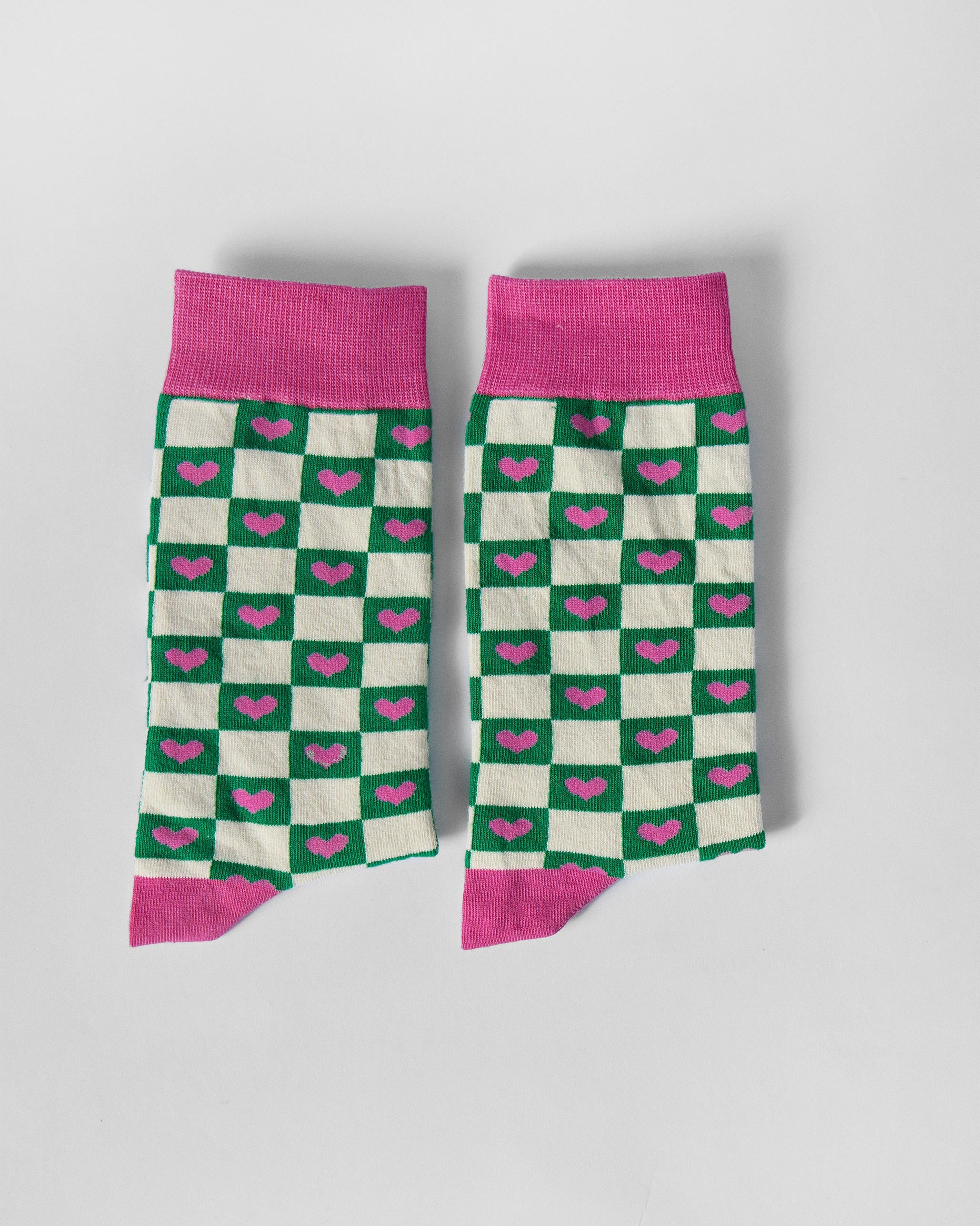 Checkers Socks - Green & Fuchsia