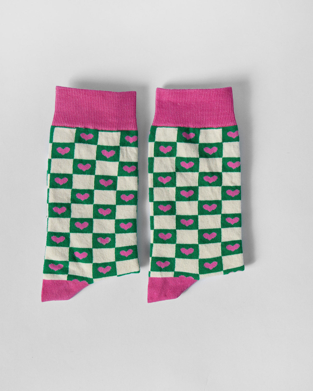 Checkers Socks - Green & Fuchsia