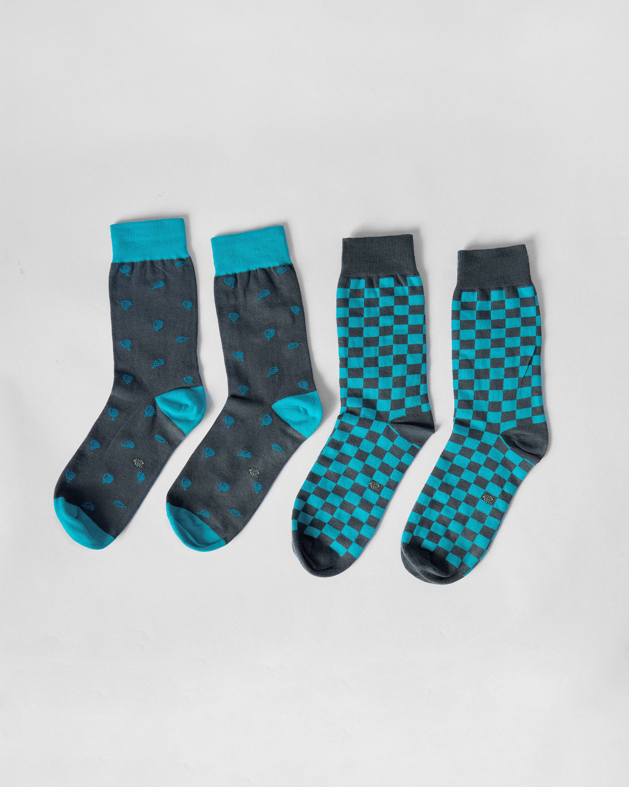 Men's Tile Pop Socks - Ice Blue & Charcoal