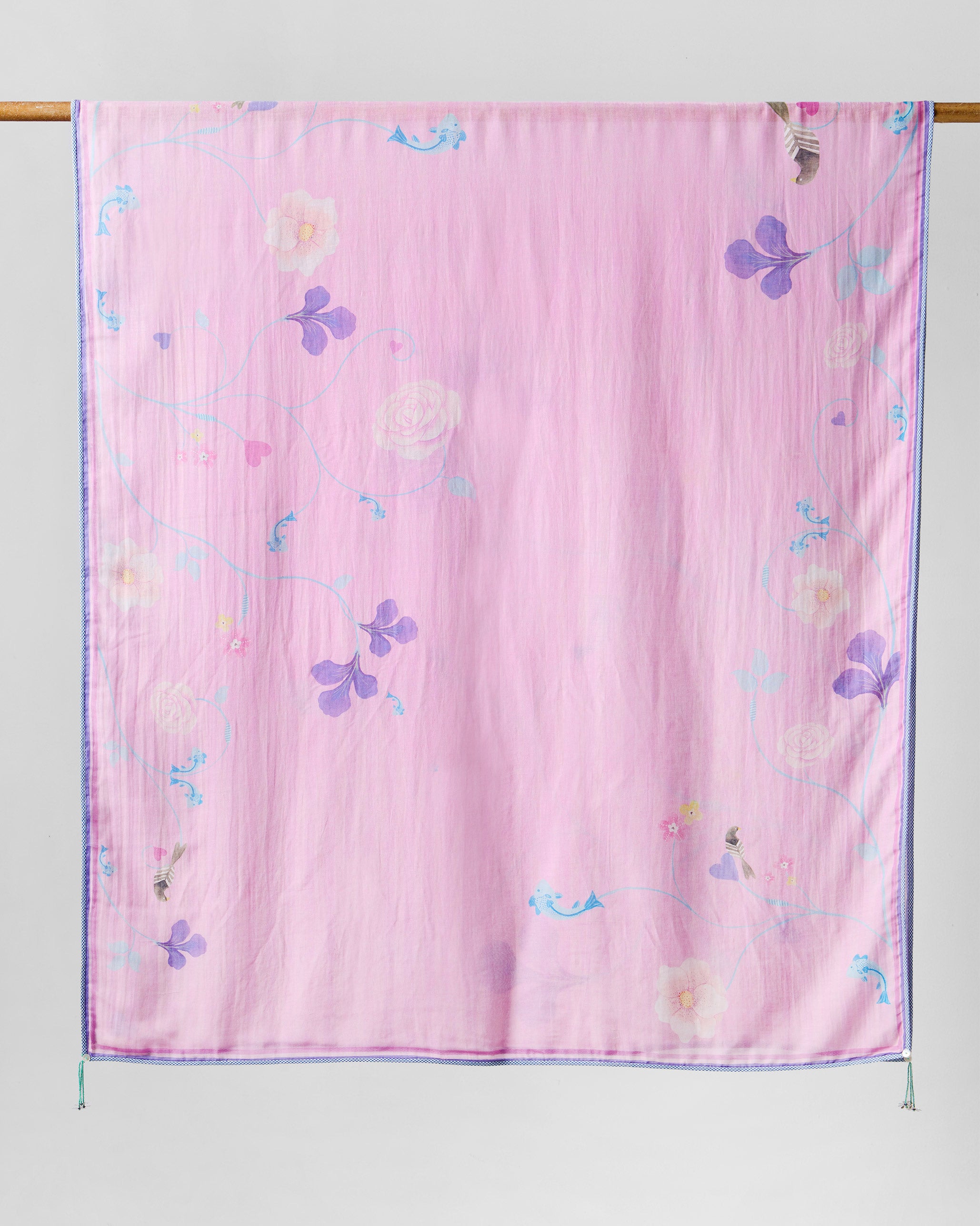 Ganga Jaal Dupatta - Pink & Multicolour Printed