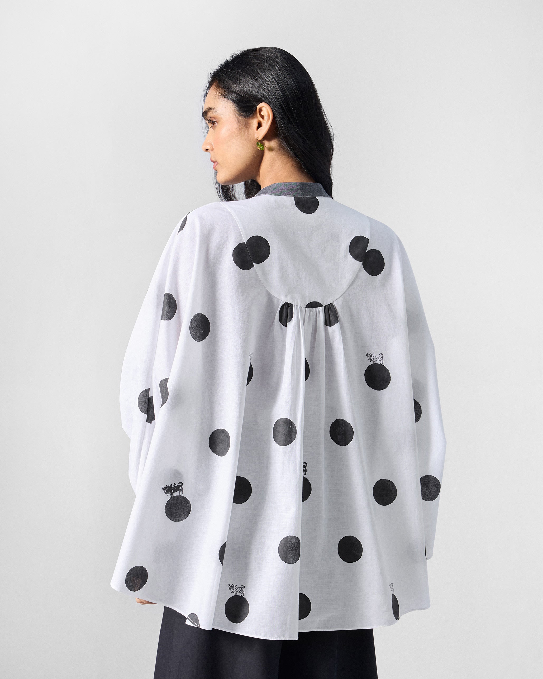 Billow Top - White & Black Printed