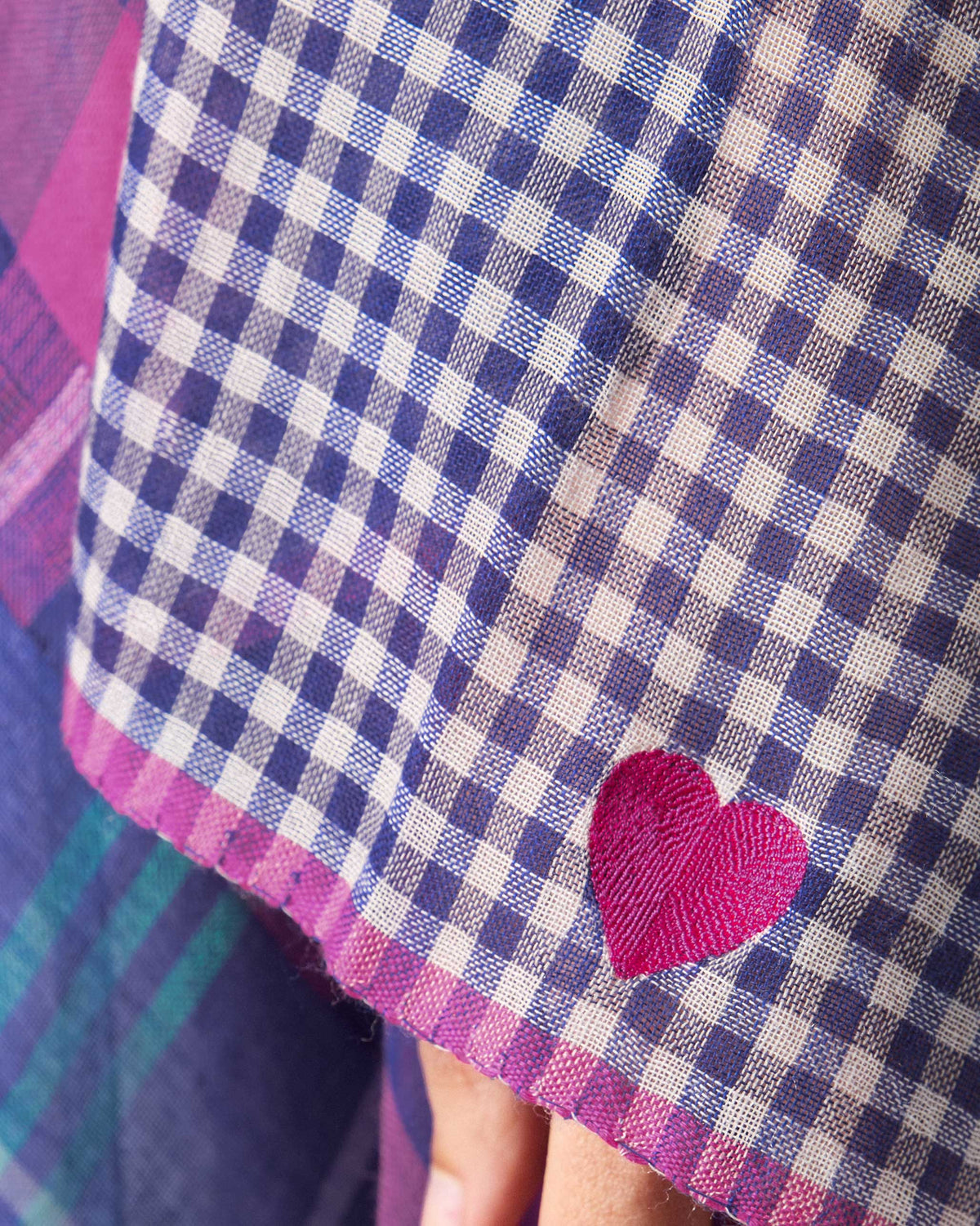 Draped Kaftan - Checked Yarn-Dyed Cotton Relaxed Fit