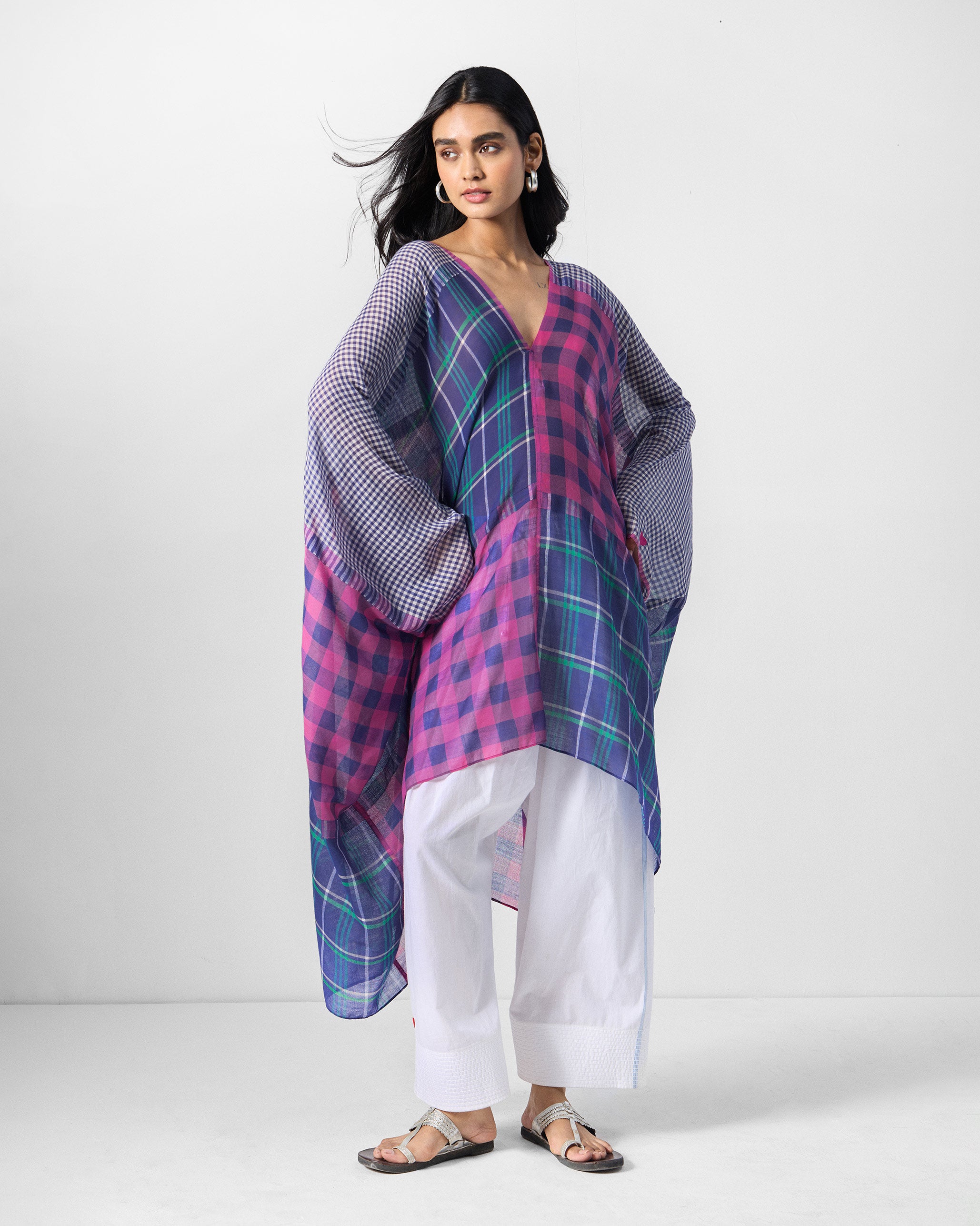 Draped Kaftan - Multicolour Checks