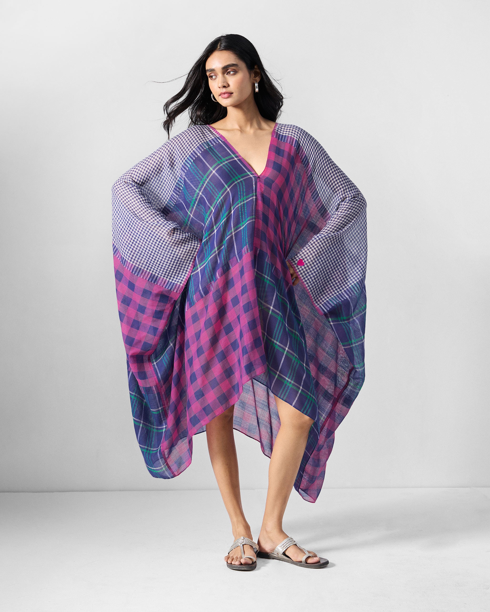 Draped Kaftan - Multicolour Checks