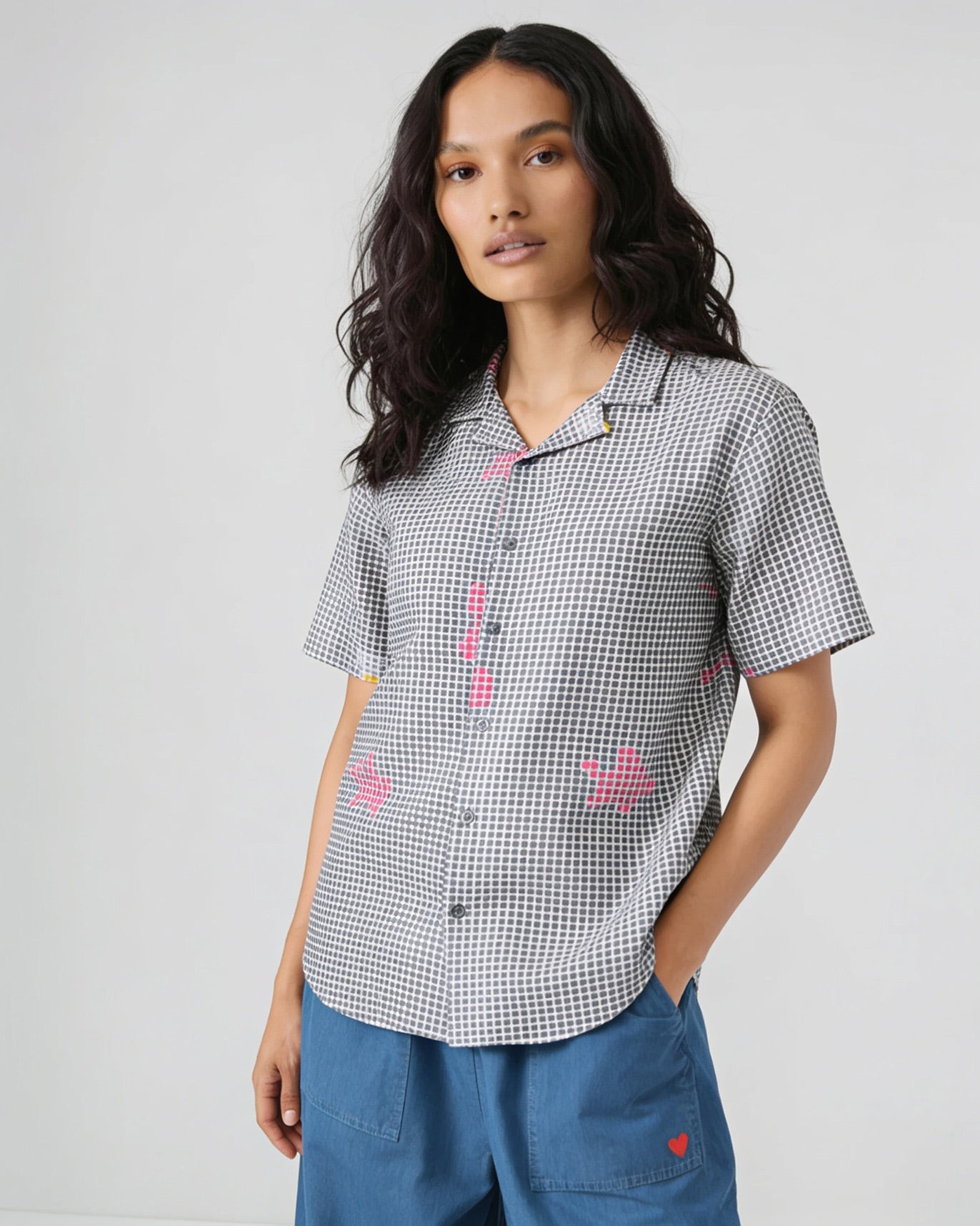 Mistari Shirt - Charcoal Dot Printed