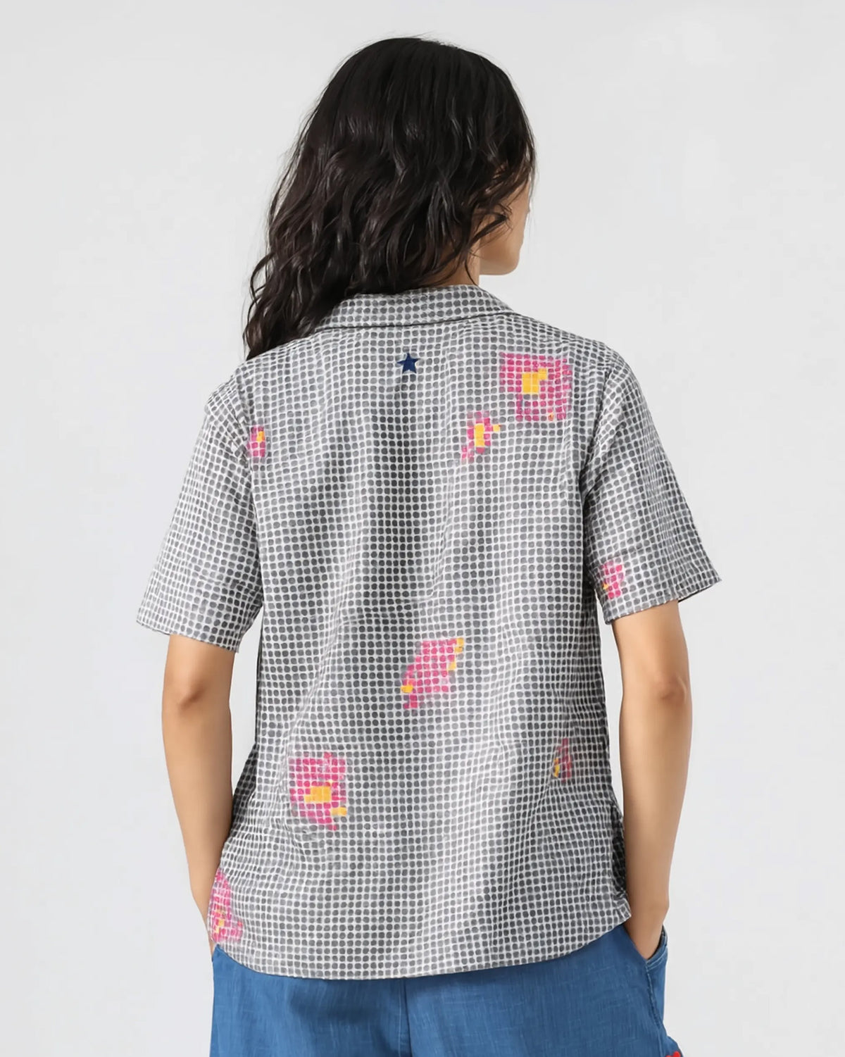 Mistari Shirt - Charcoal Dot Printed
