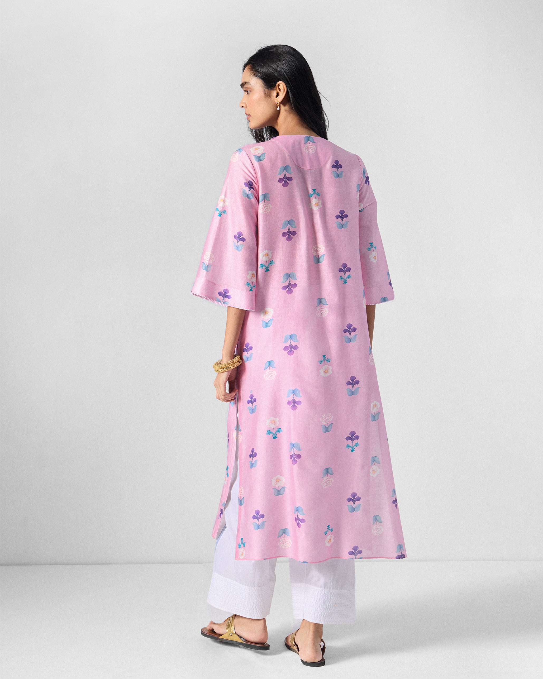 Hera Kurta - Soft Pink & White Printed