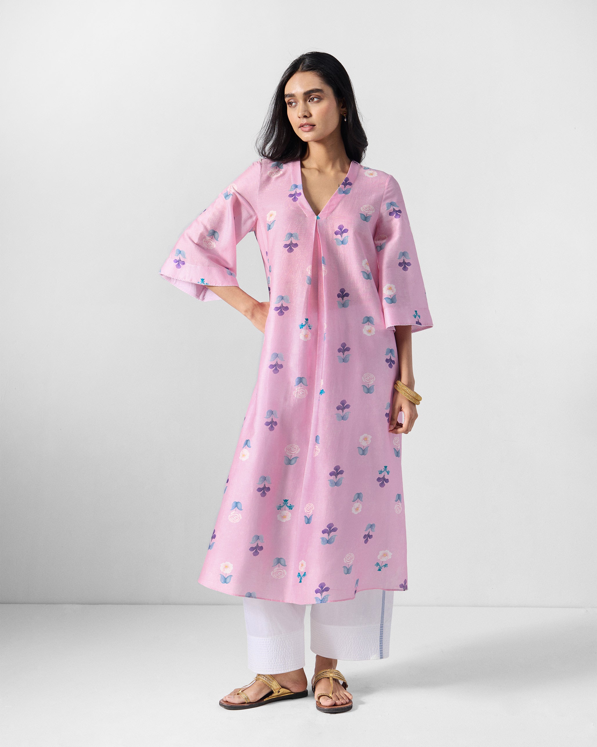 Hera Kurta - Soft Pink & White Printed