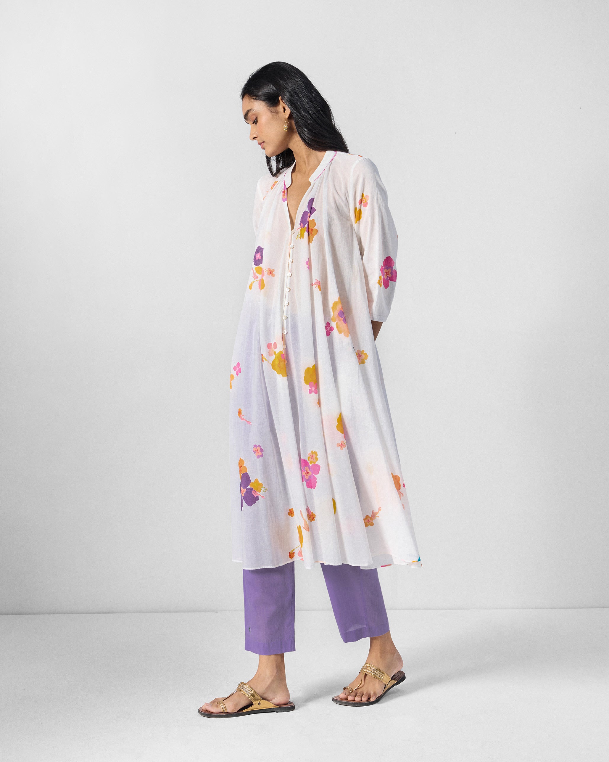 Mirage Kurta - Ivory & Pink Printed