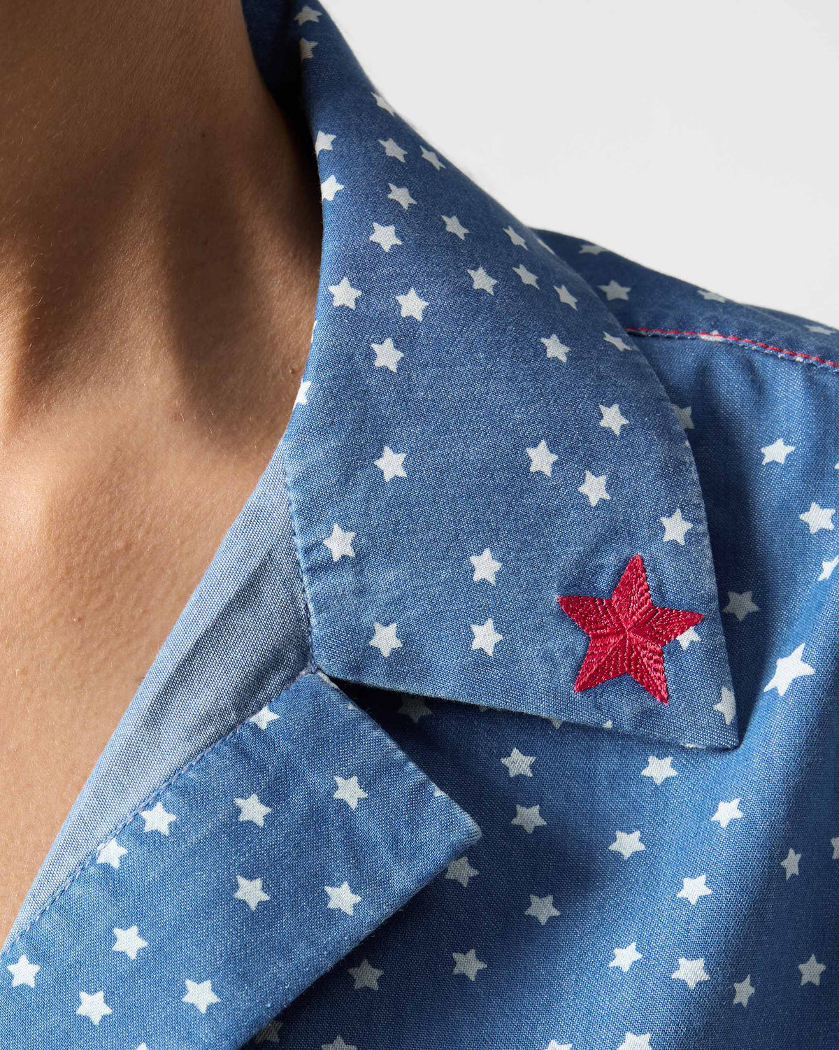 Swing Top - Printed Cotton Denim Flared Fit