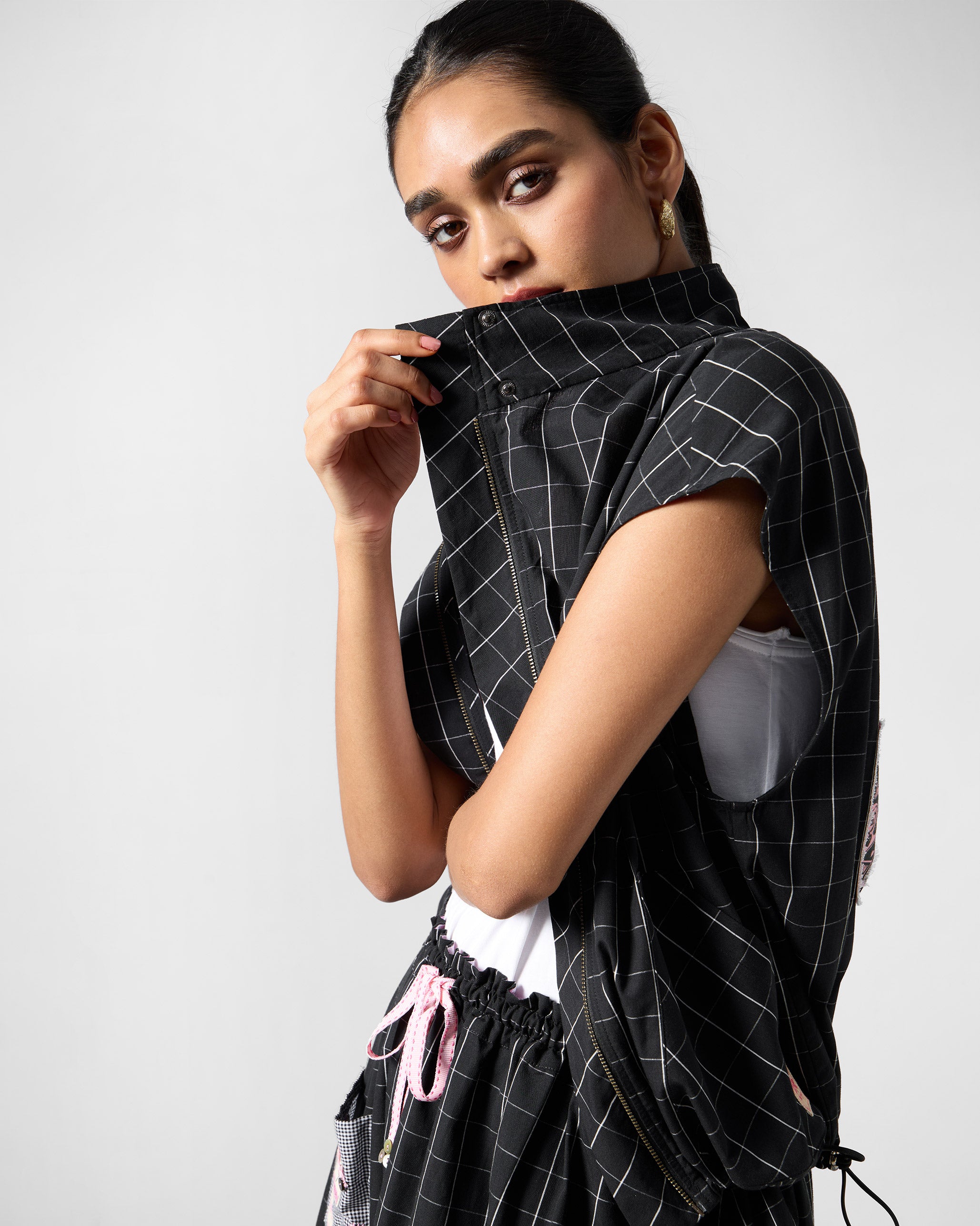 Renai Top - Black & White Checks