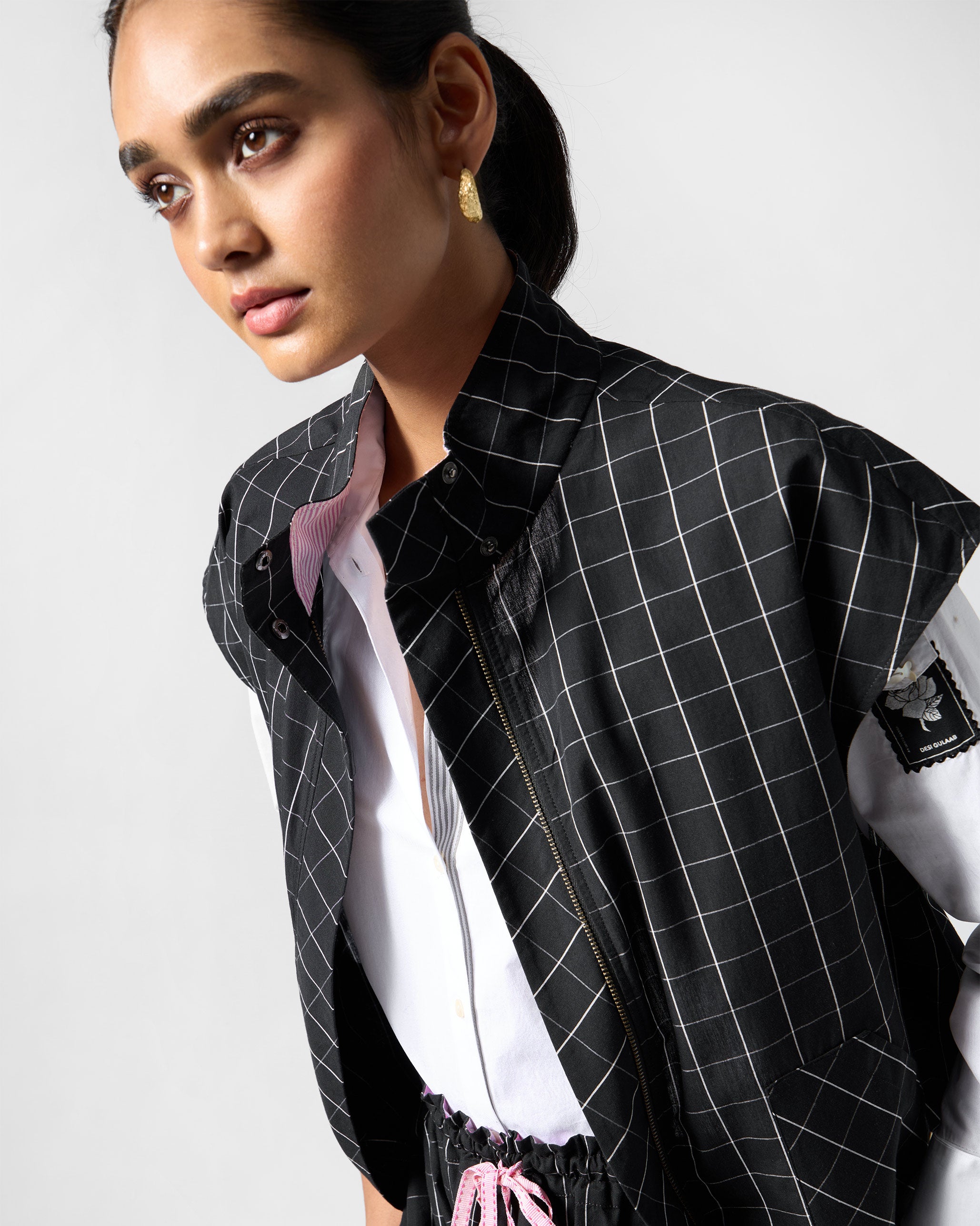 Renai Top - Black & White Checks
