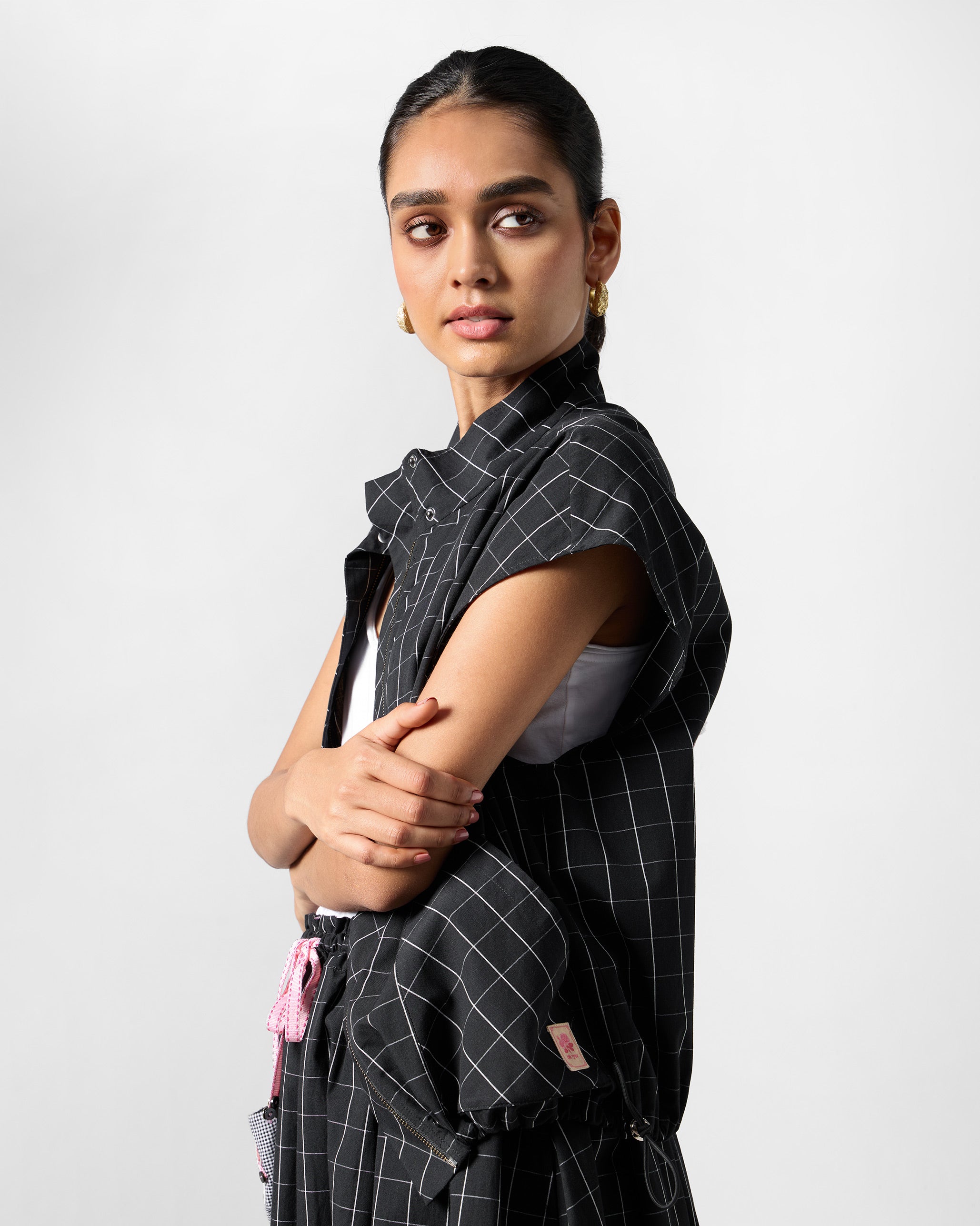 Renai Top - Black & White Checks