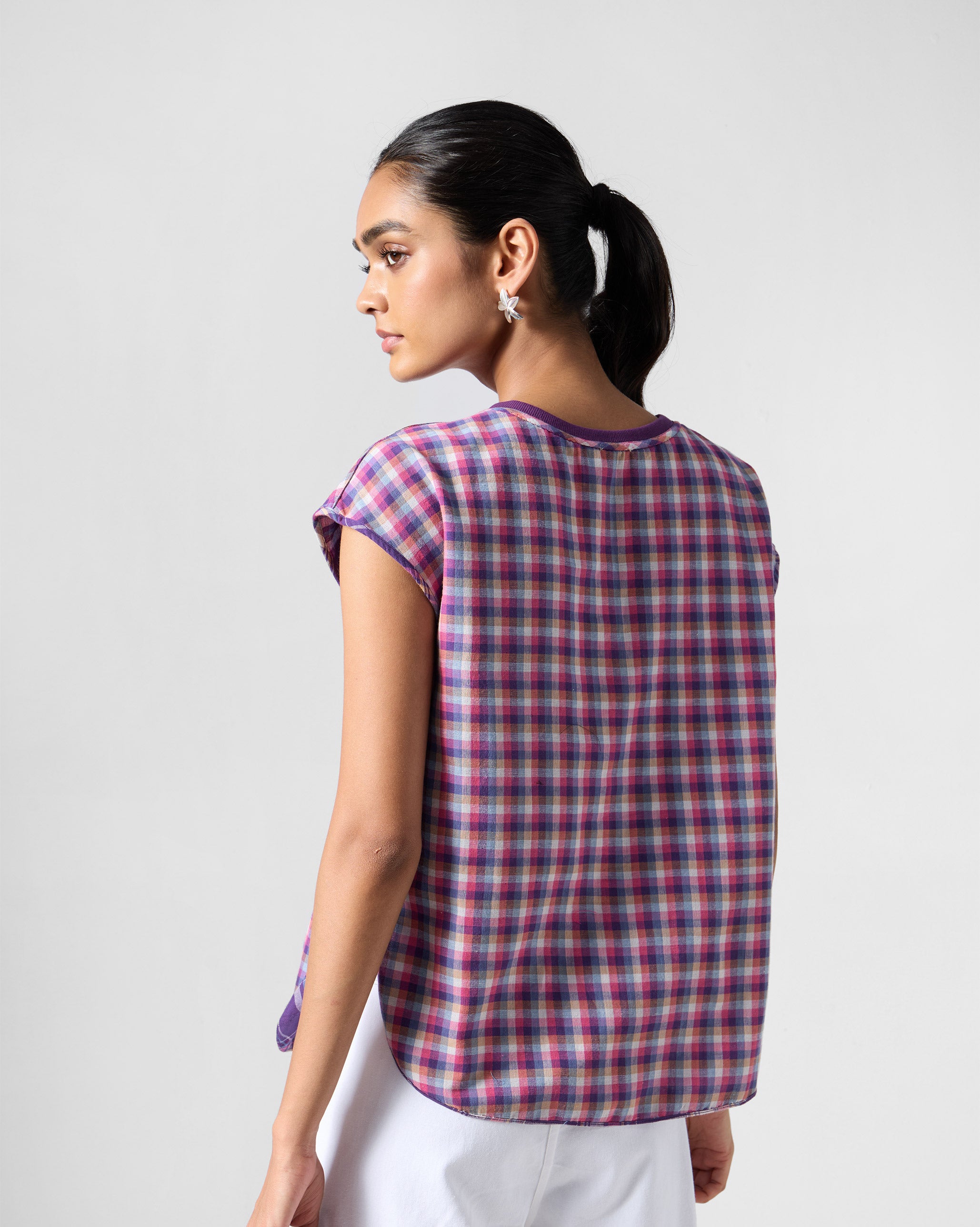 Flow Reversible Top - Purple Checks