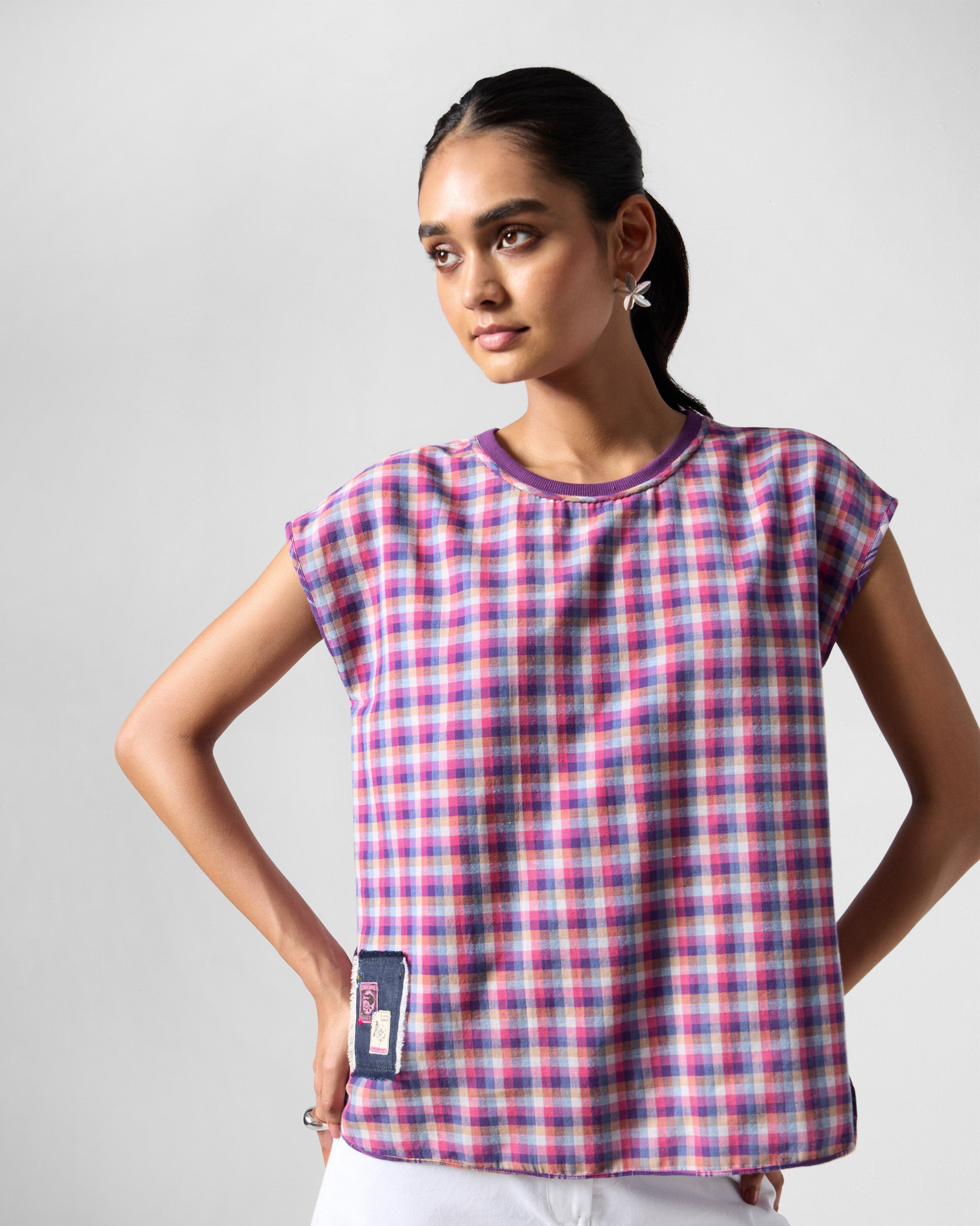 Flow Reversible Top - Purple Checks