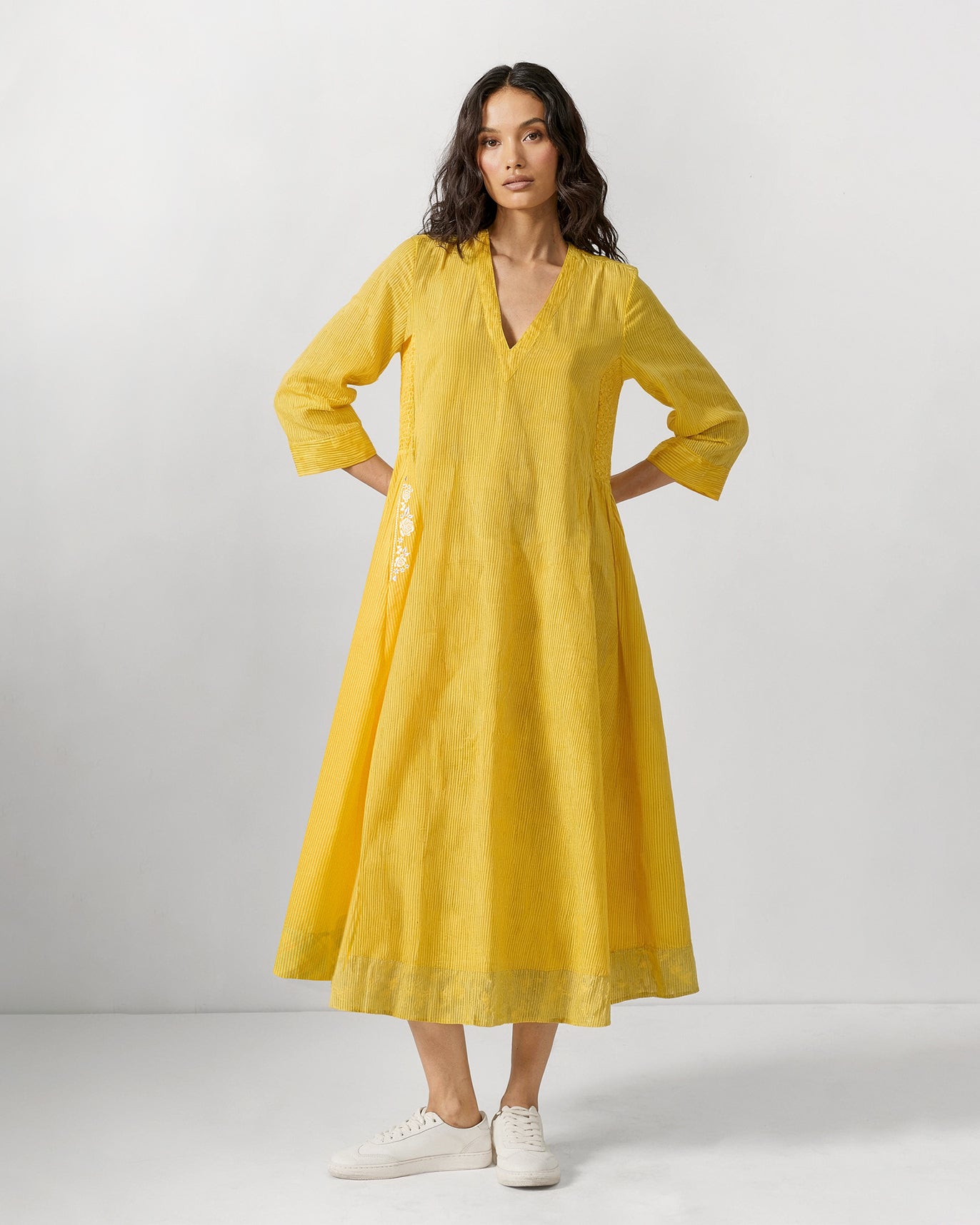 Lama Smocked Dress - Yellow Stripes