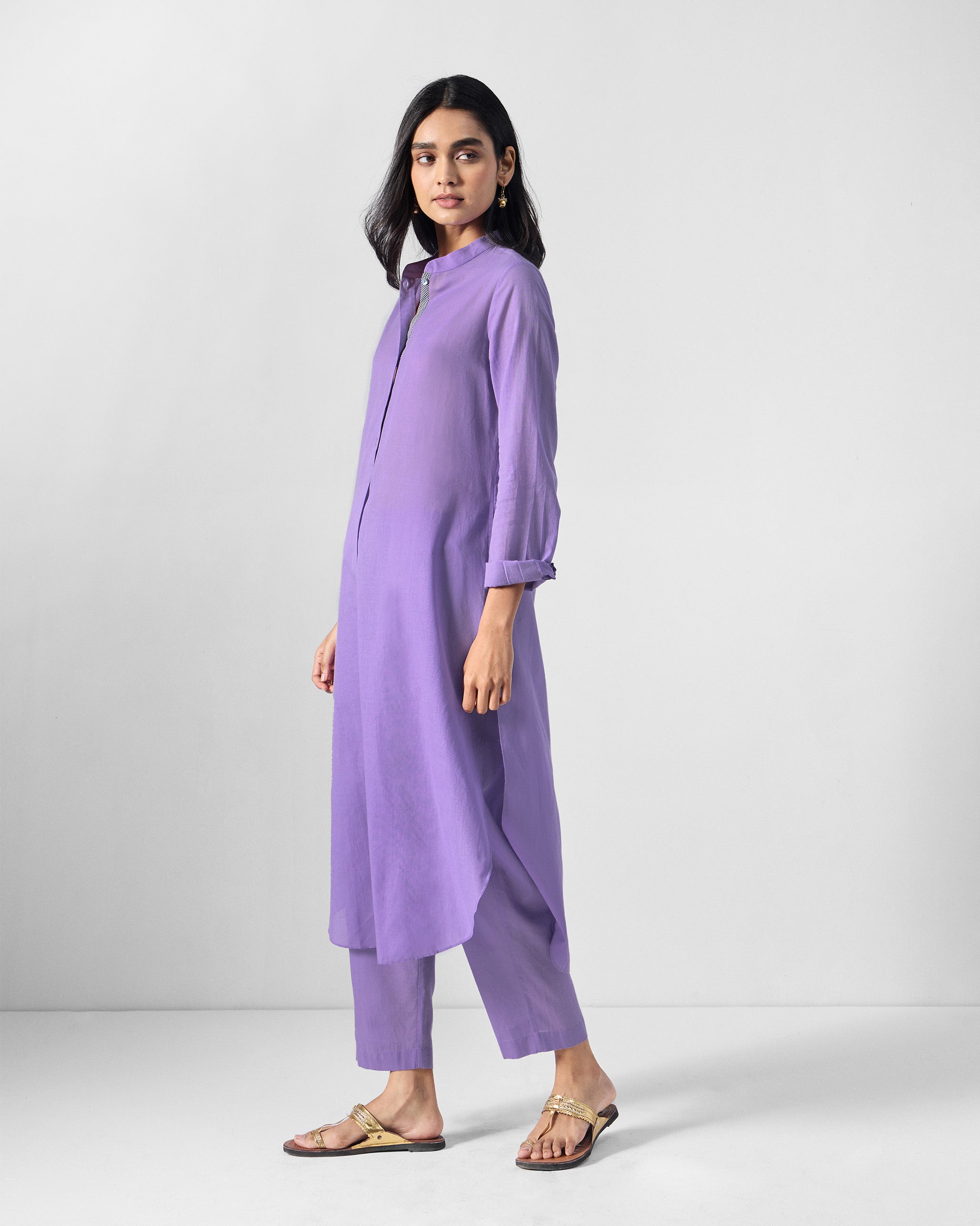 Basic Long Length Kurta - Lilac