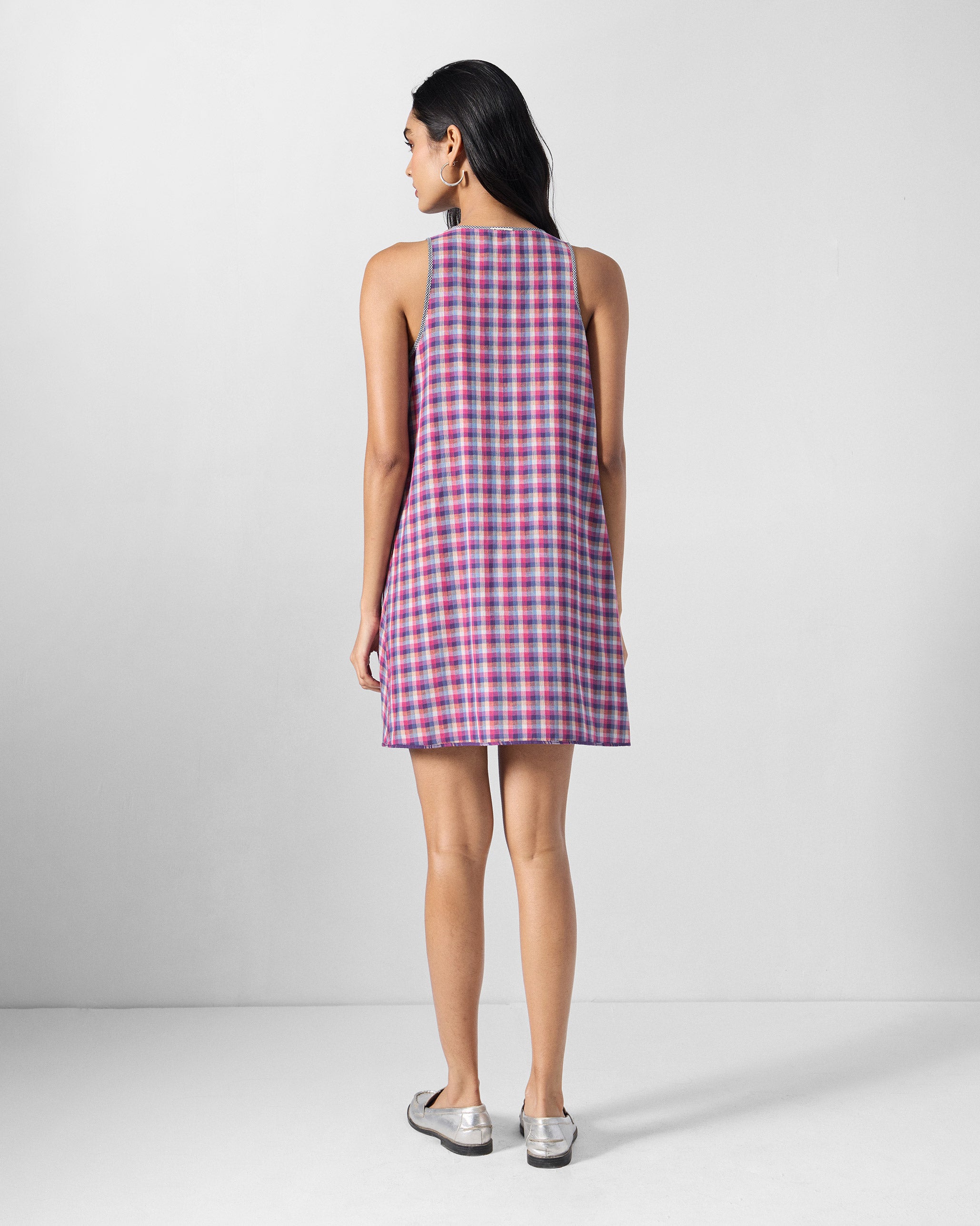 Daye Reversible Dress - Purple Checks