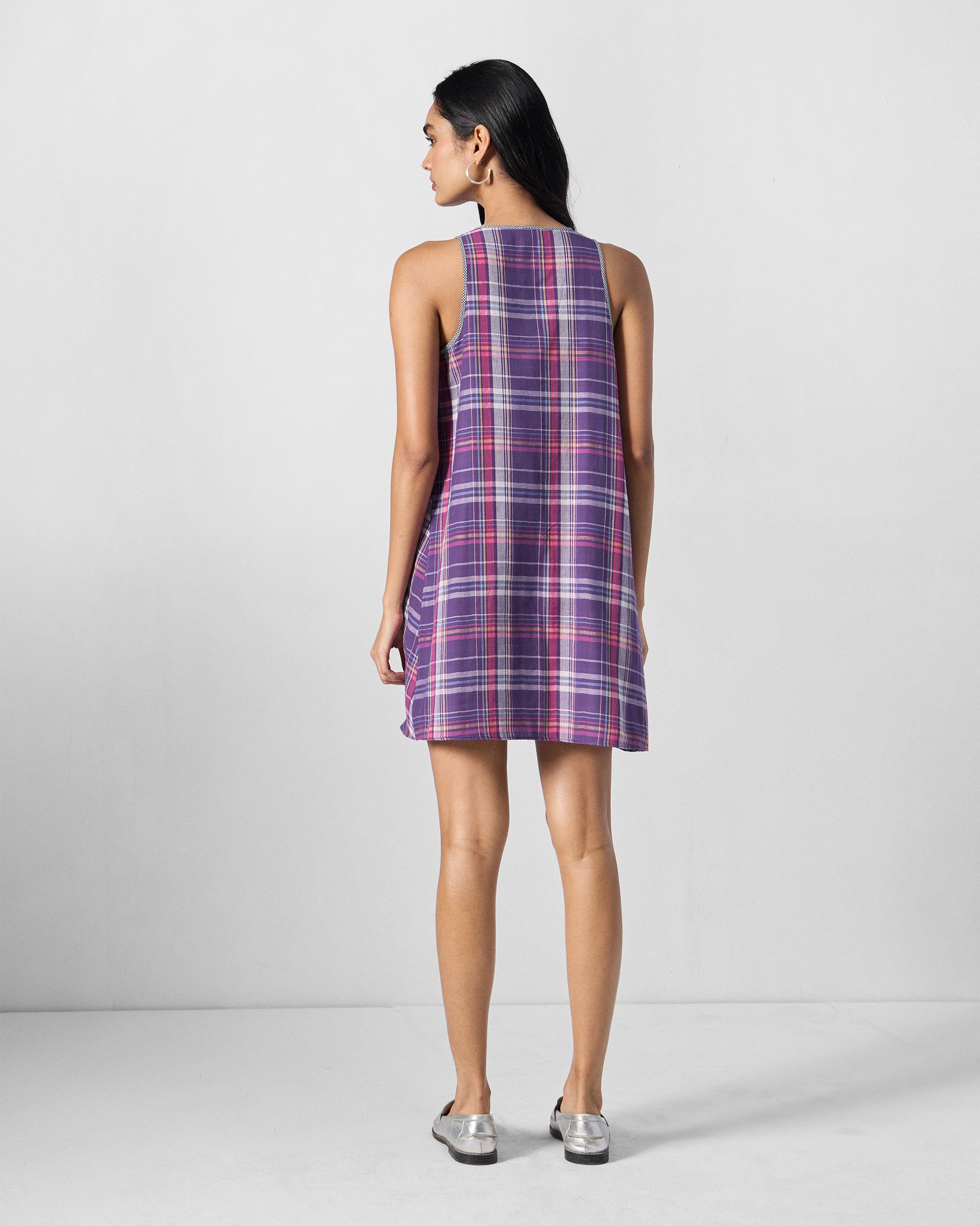 Daye Reversible Dress - Purple Checks