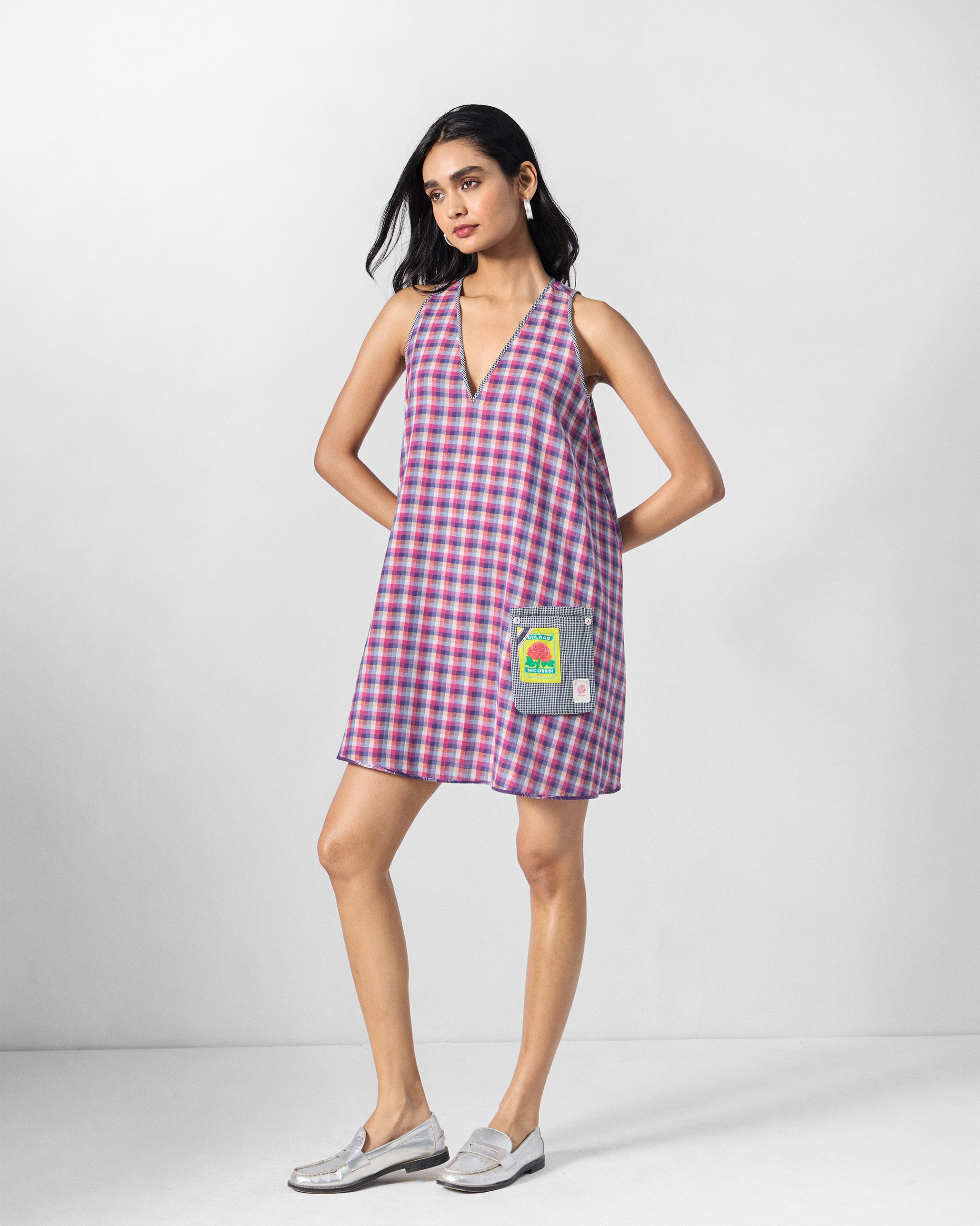 Daye Reversible Dress - Purple Checks