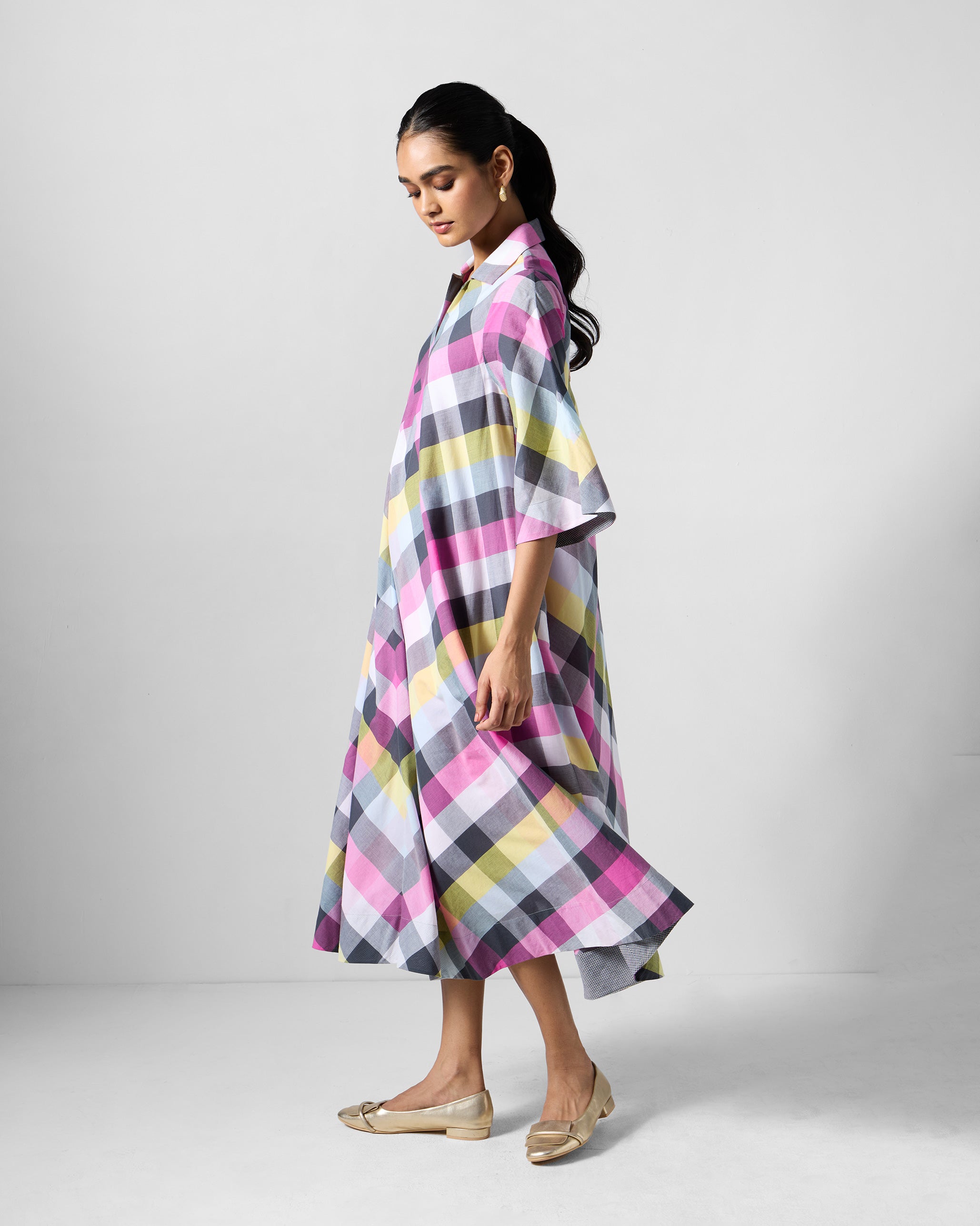 Areva A-Line Dress - Multicolour Checks