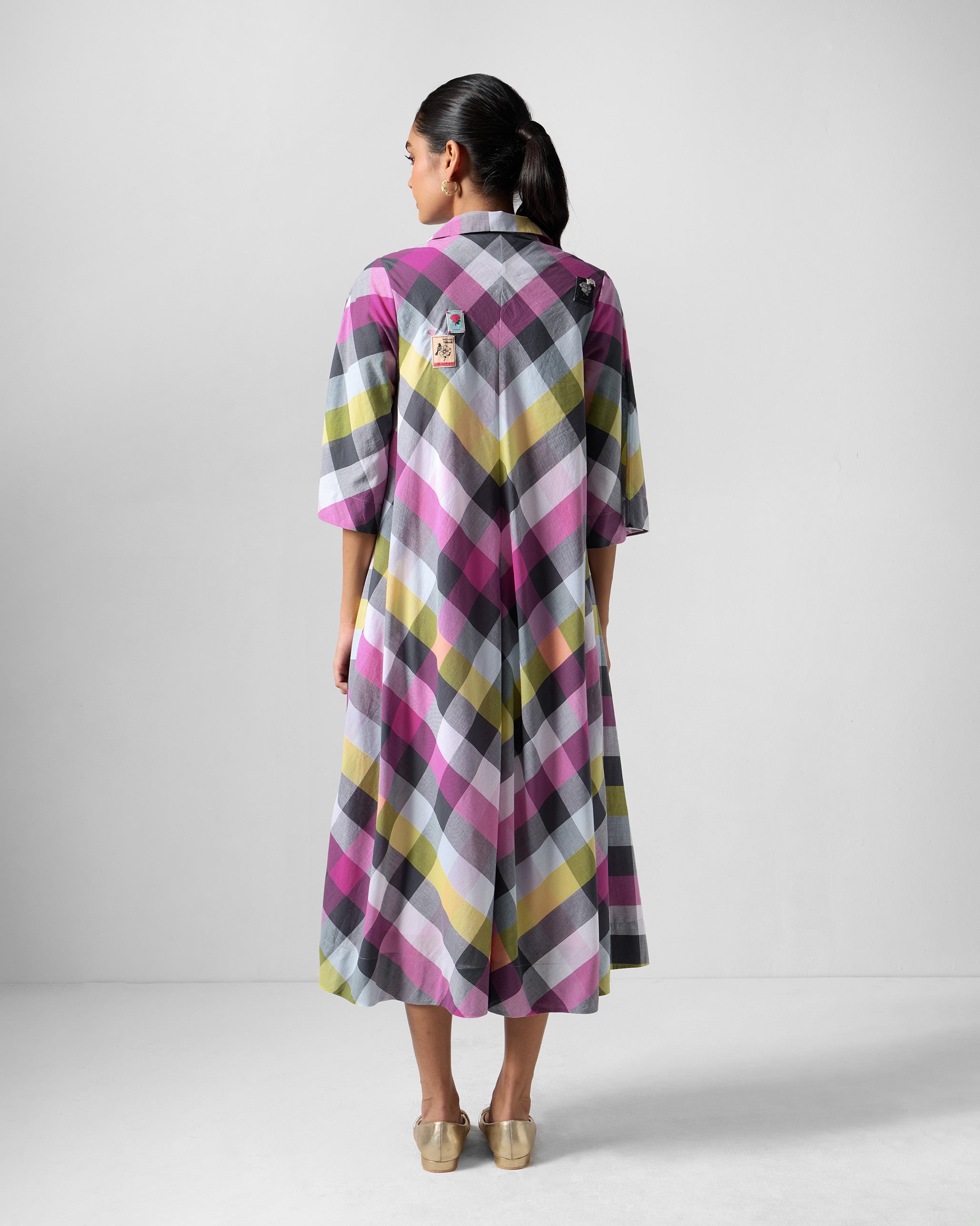 Areva A-Line Dress - Multicolour Checks