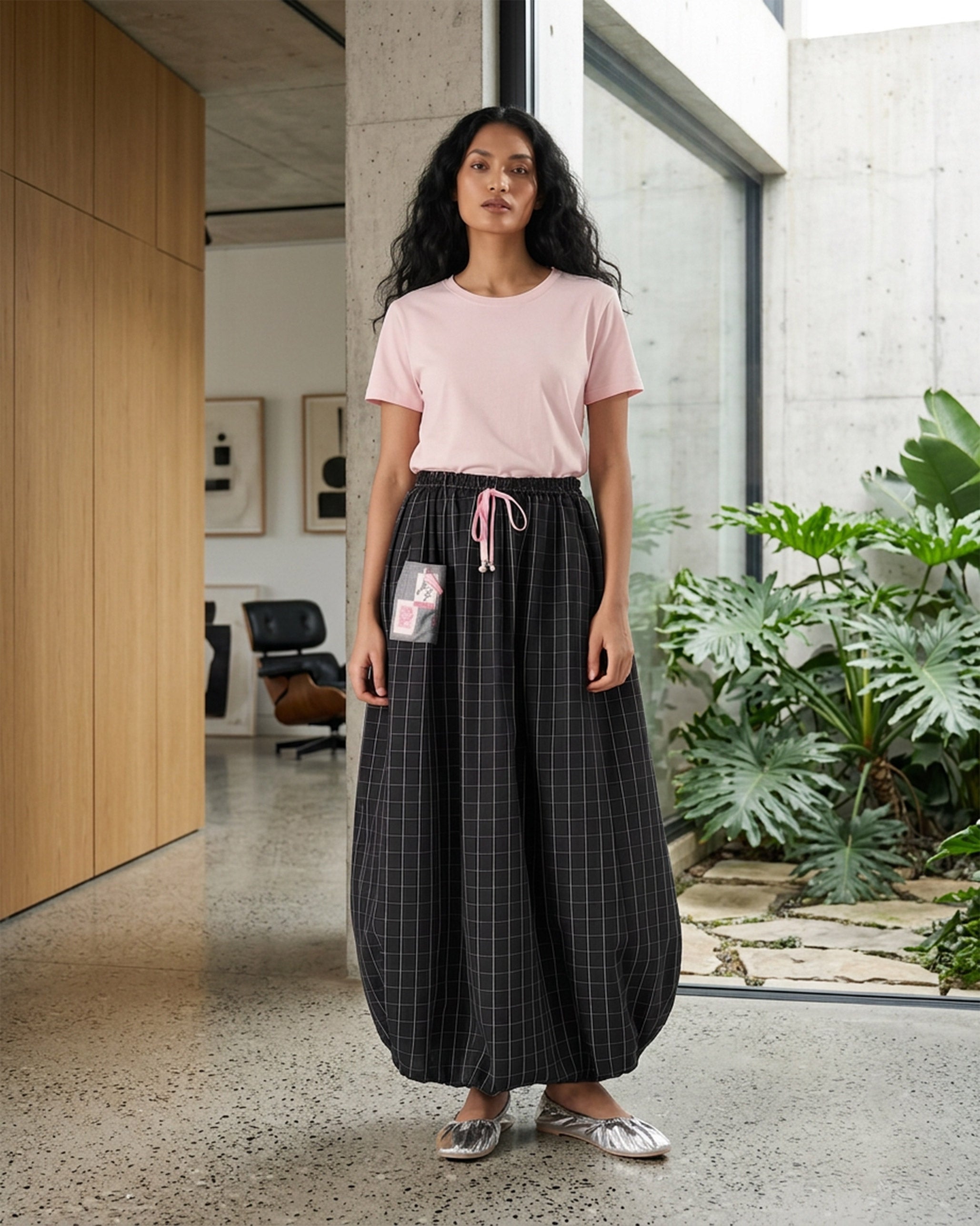 Jambiani Skirt - Black & White Checks