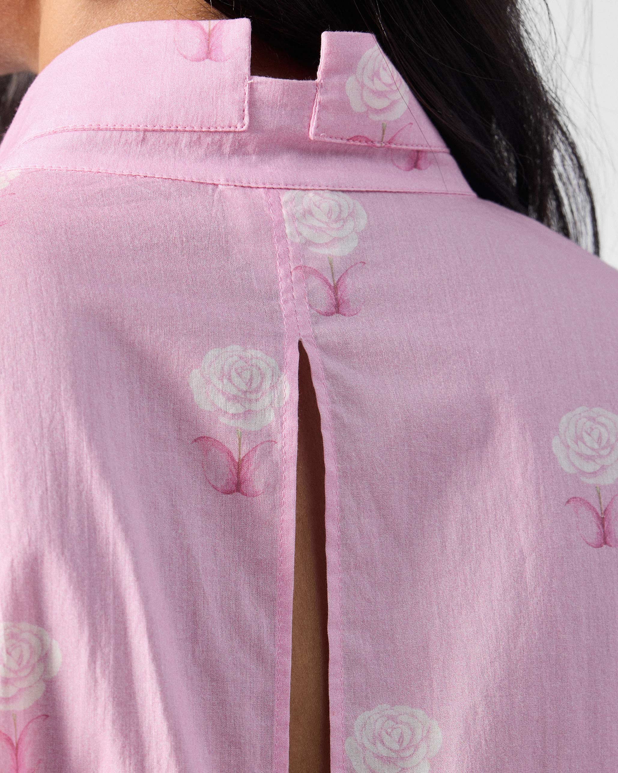 Raha Slit Back Tunic - Soft Pink & White Printed