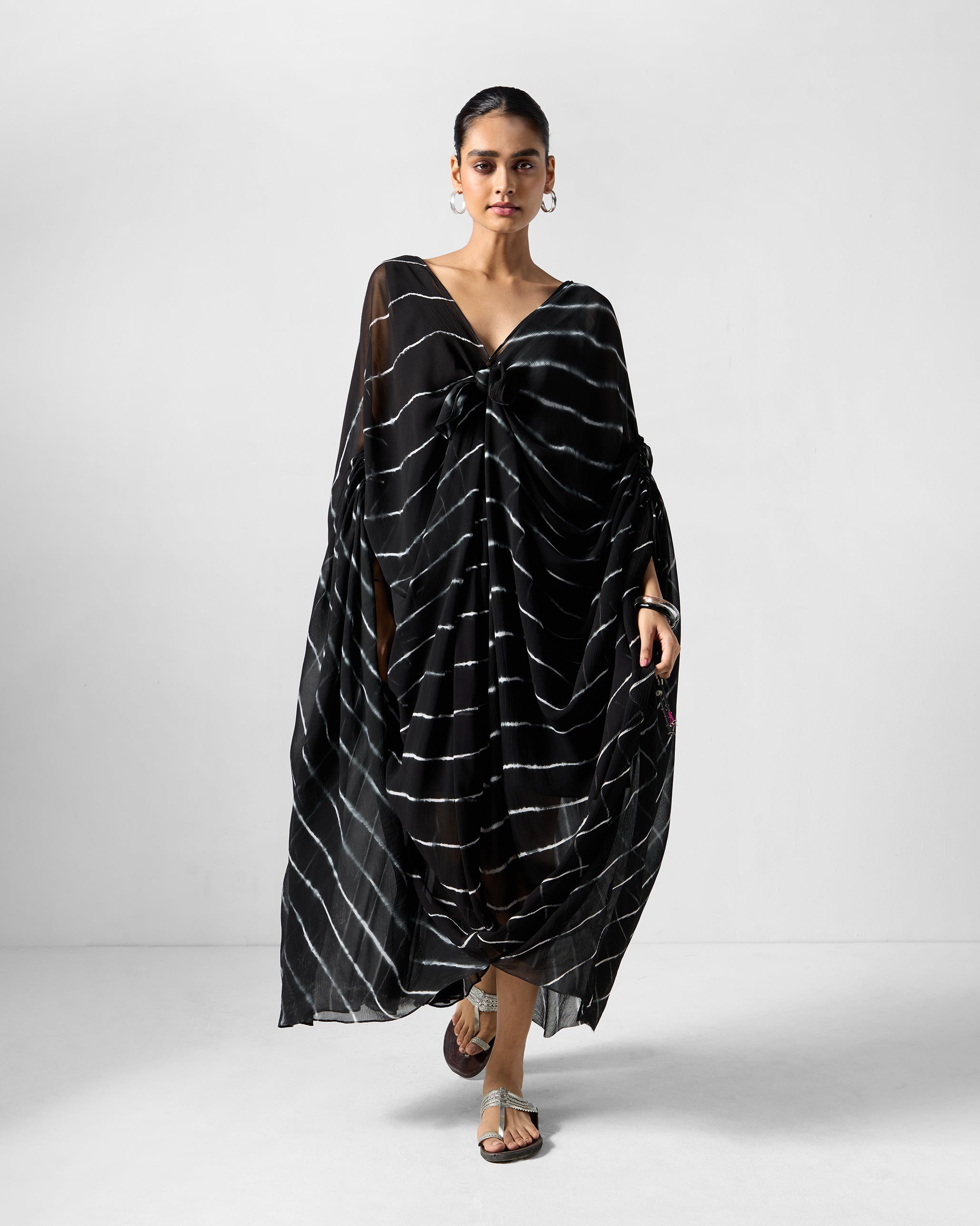 Isla Kaftan - Black & White Stripes