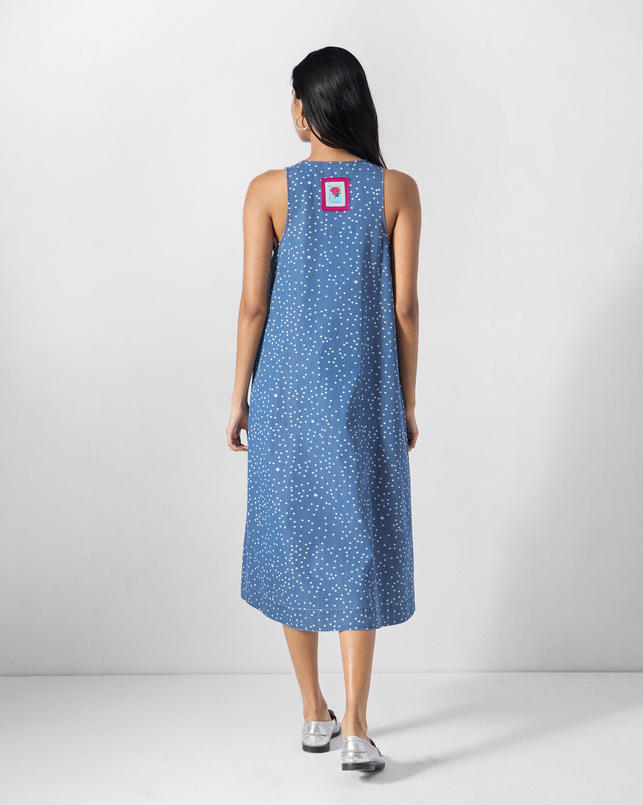 Ebb Dress - Blue & White Printed