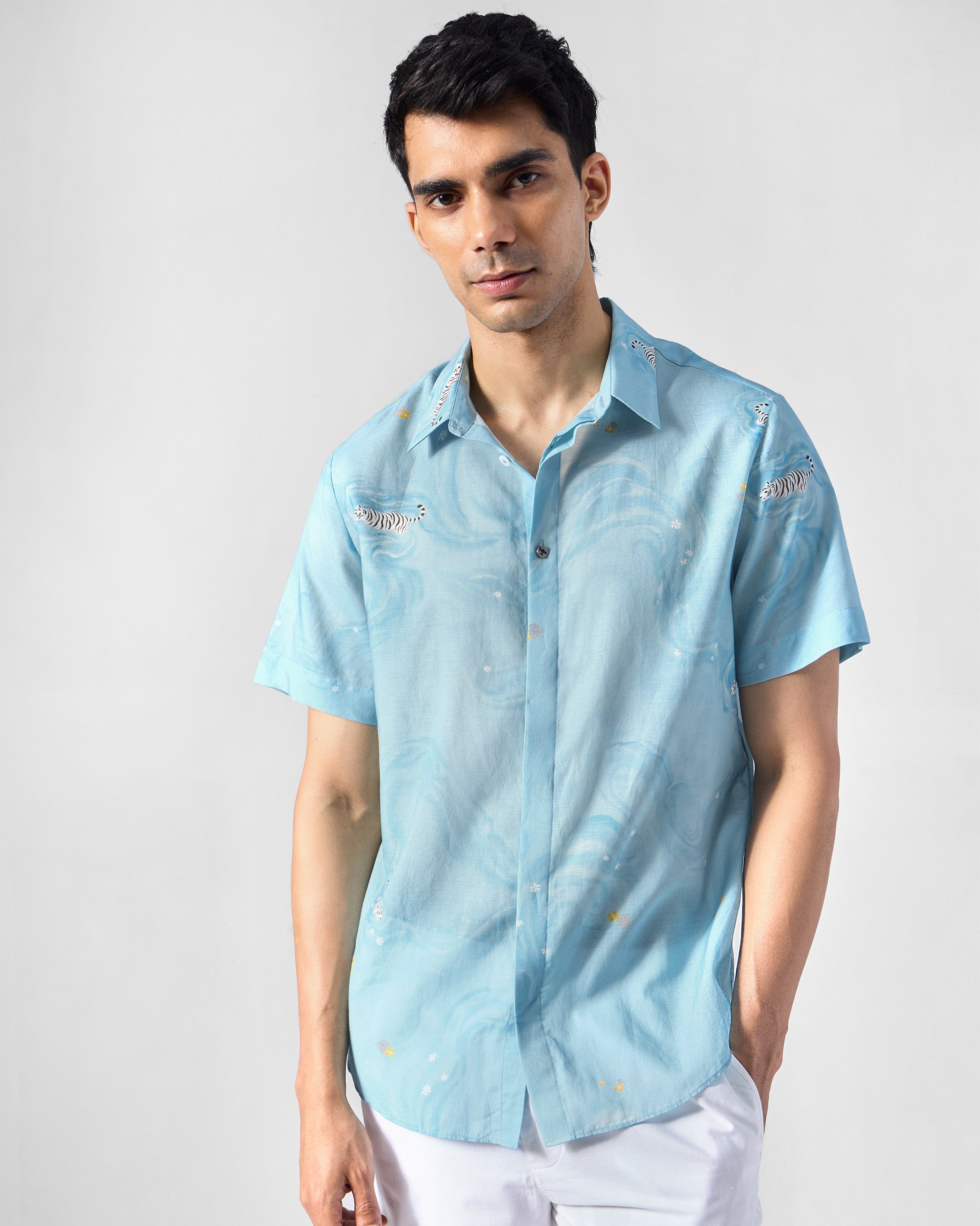 Riverine Shirt - Light Blue Printed