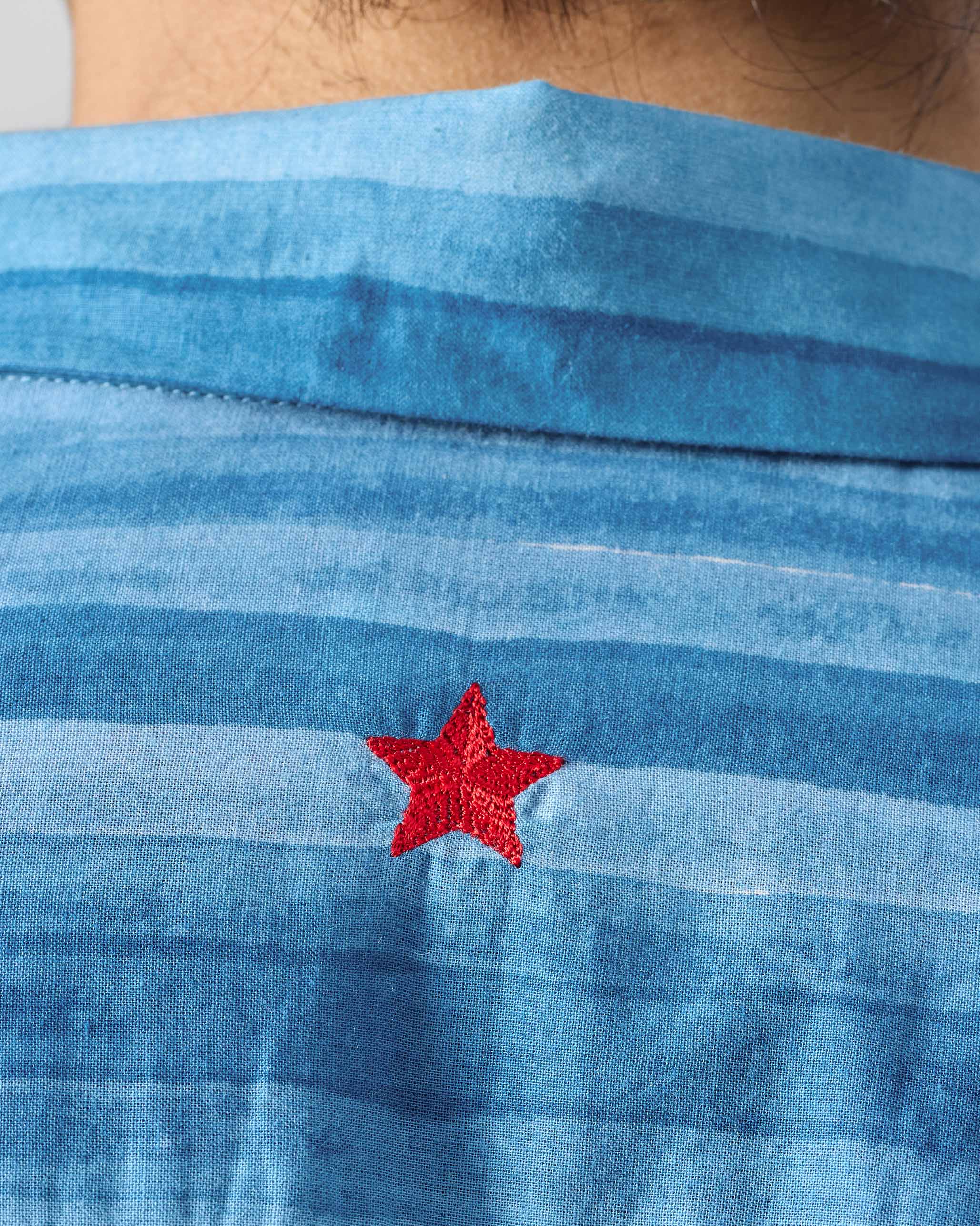 Ganga Shirt - Tonal Blue Stripe Printed