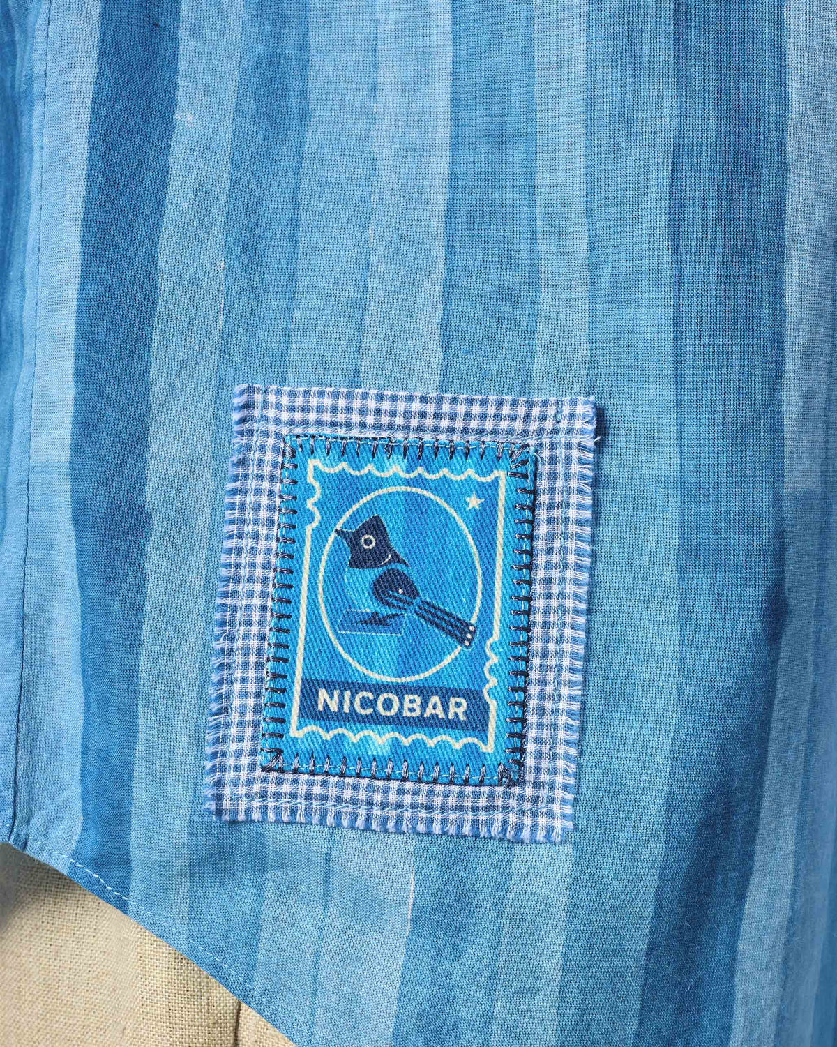 Ganga Shirt - Tonal Blue Stripe Printed