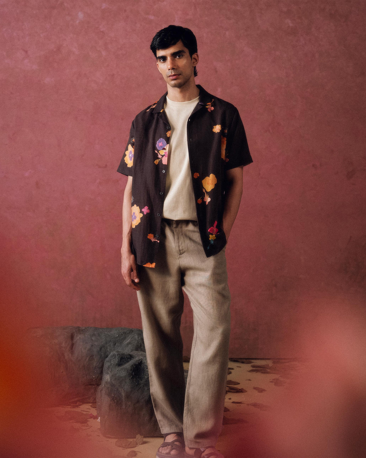 Mistari Shirt - Brown Printed