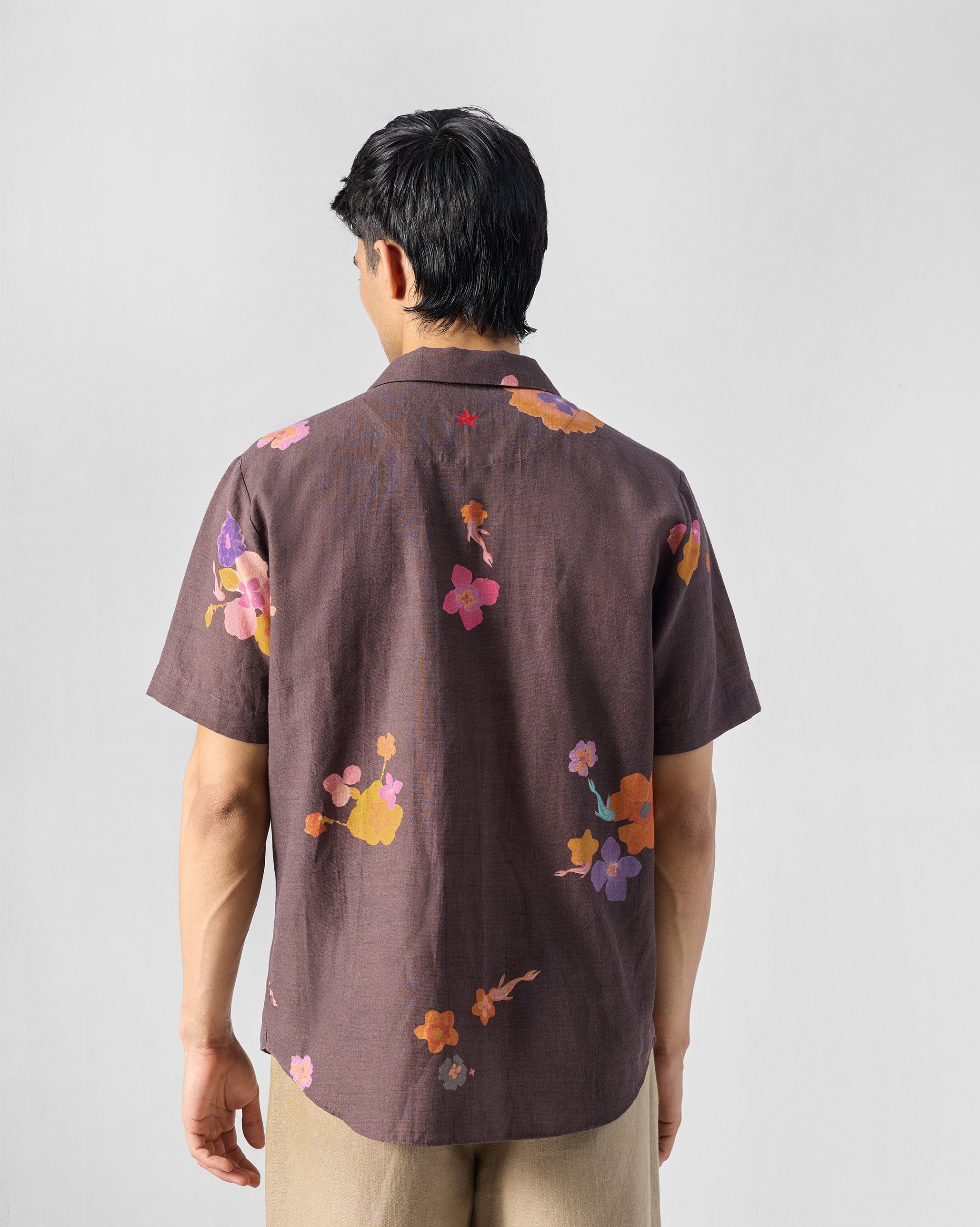 Mistari Shirt - Brown Printed