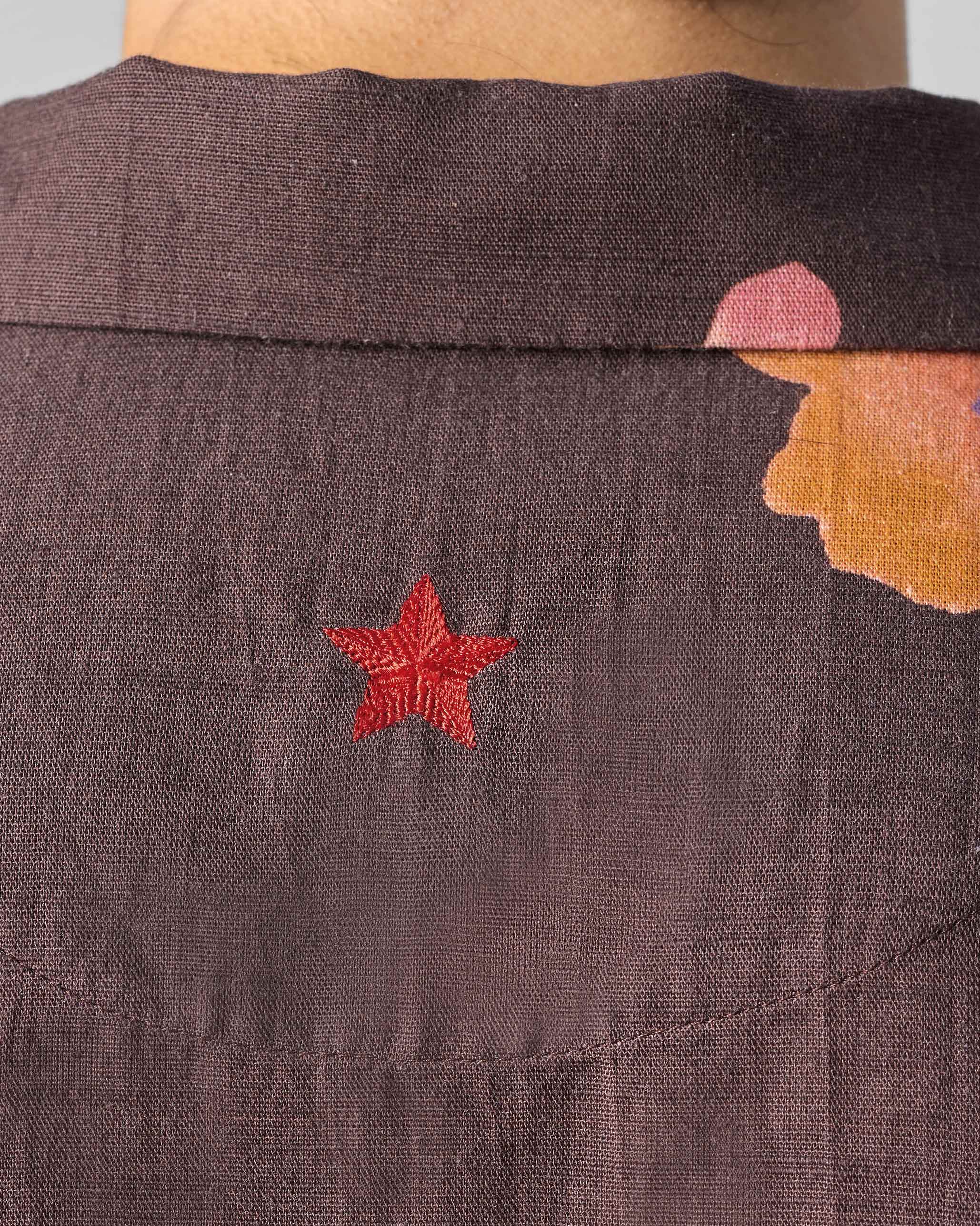 Mistari Shirt - Brown Printed