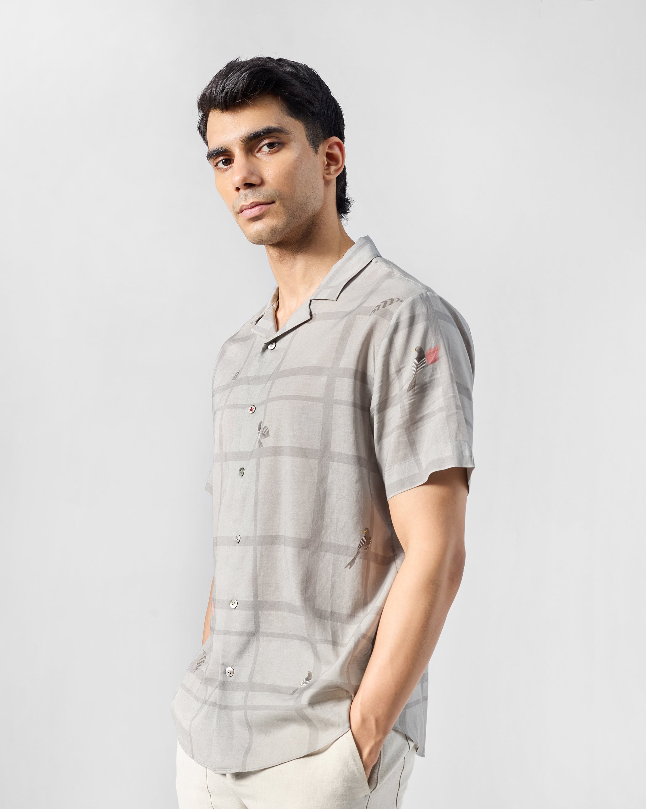 Mistari Shirt - Charcoal Printed