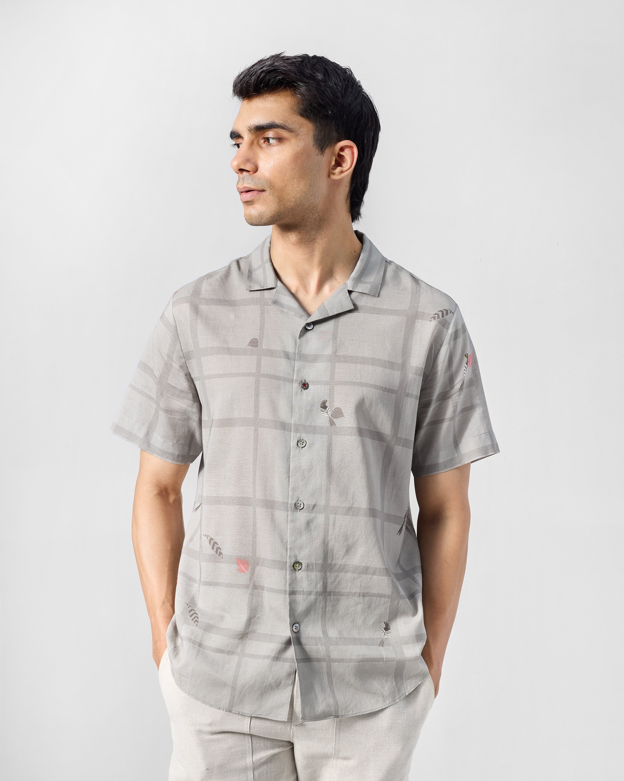 Mistari Shirt - Charcoal Printed