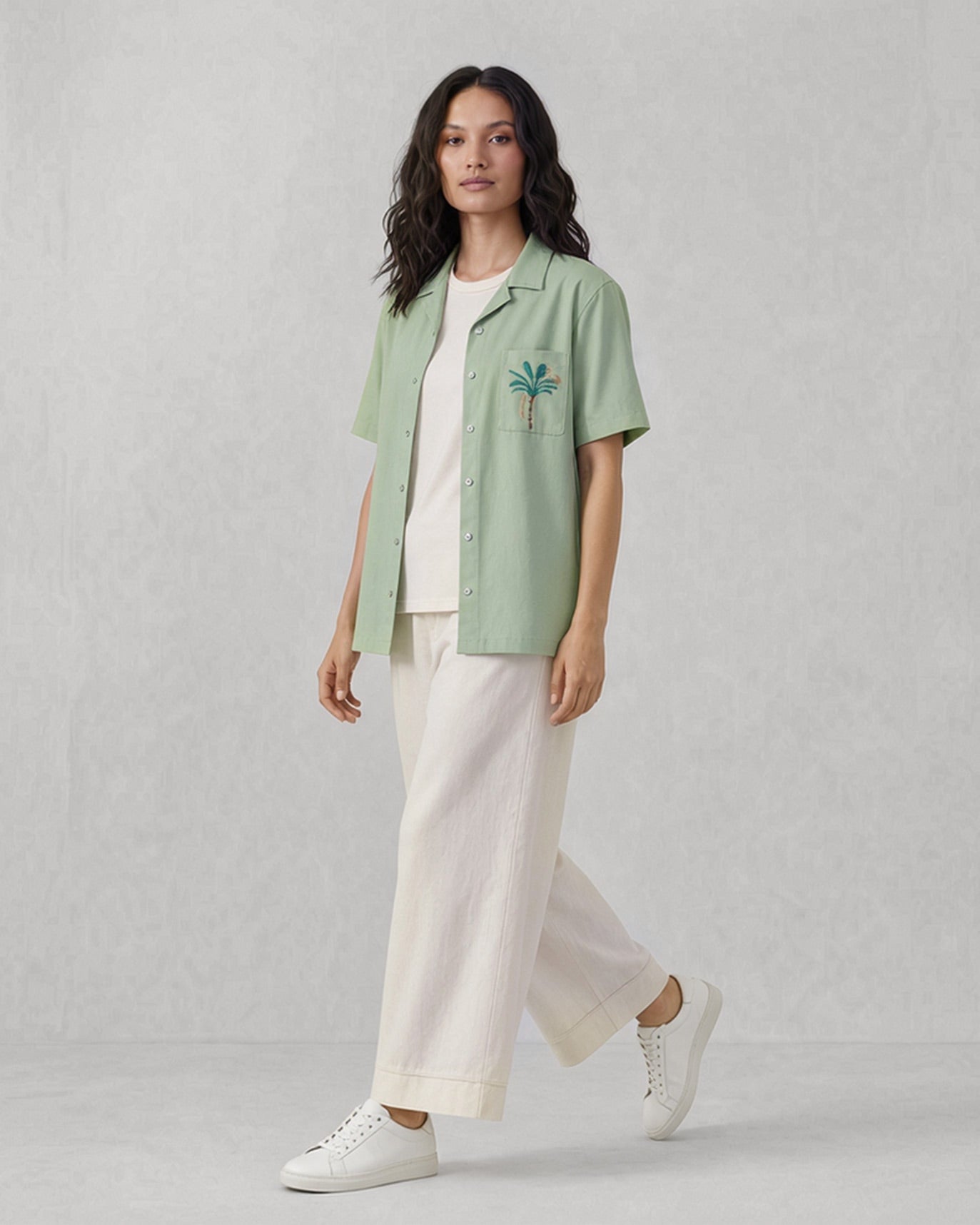 Jaisal Shirt - Sage Green Embroidered