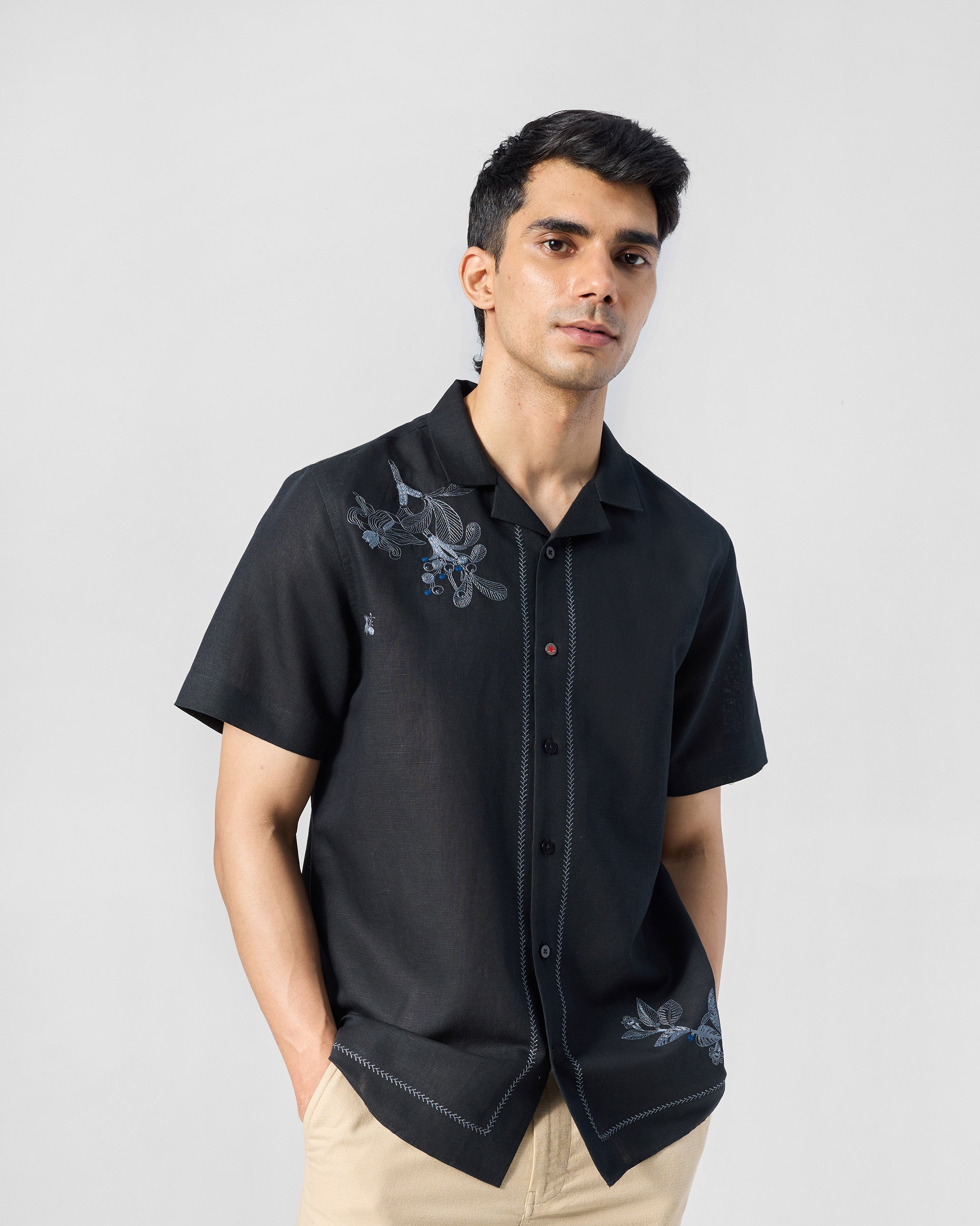 Delta Shirt - Black Embroidered