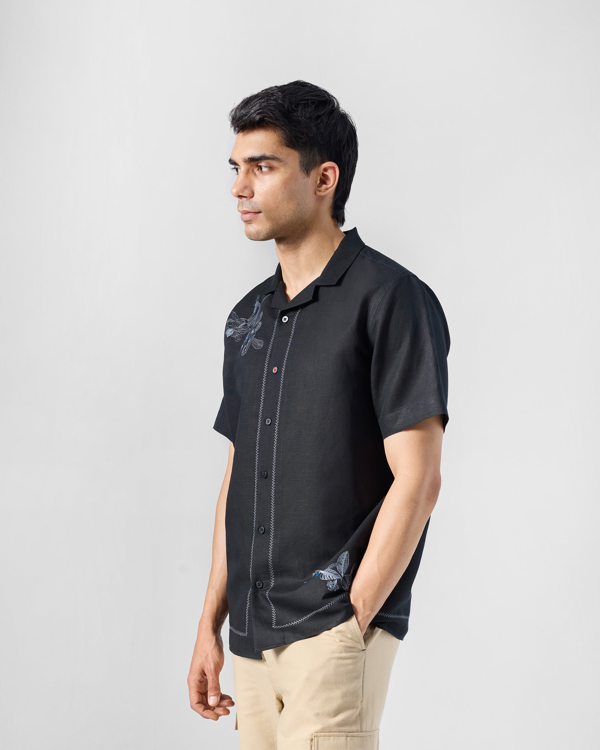 Delta Shirt - Black Embroidered