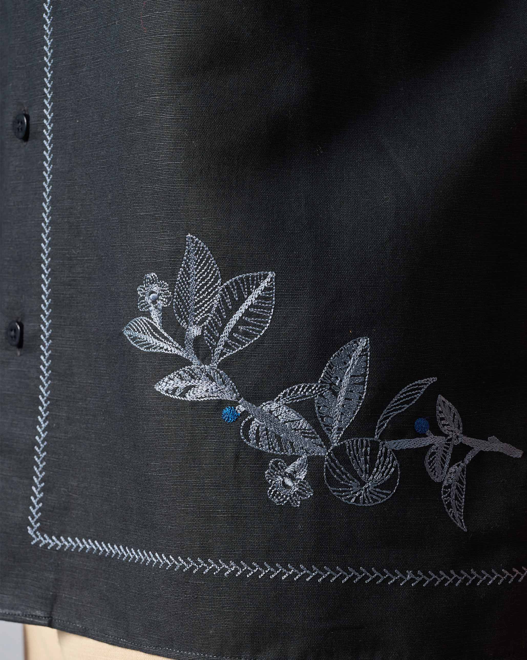 Delta Shirt - Black Embroidered