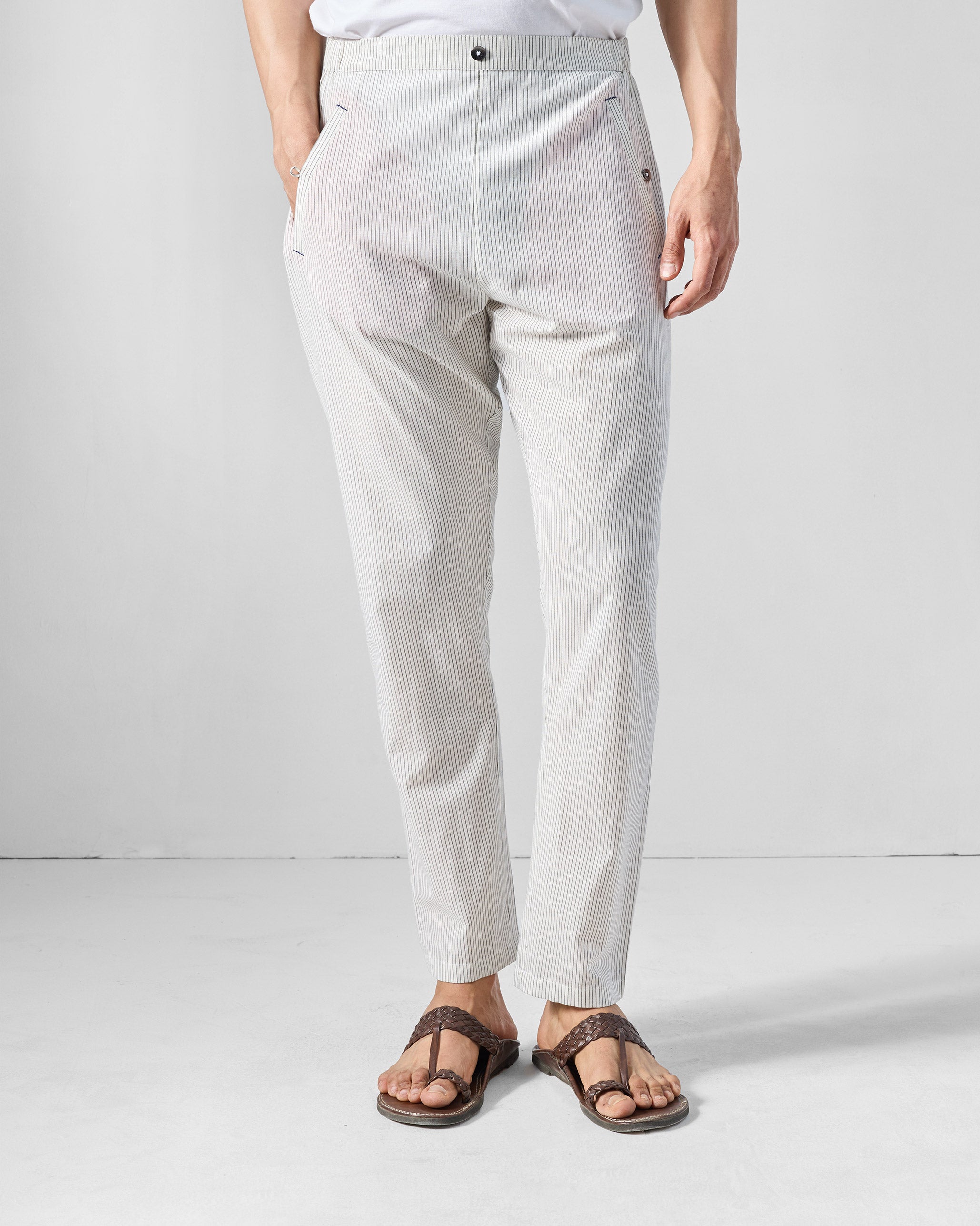 Kurta Pants - Charcoal & White Striped