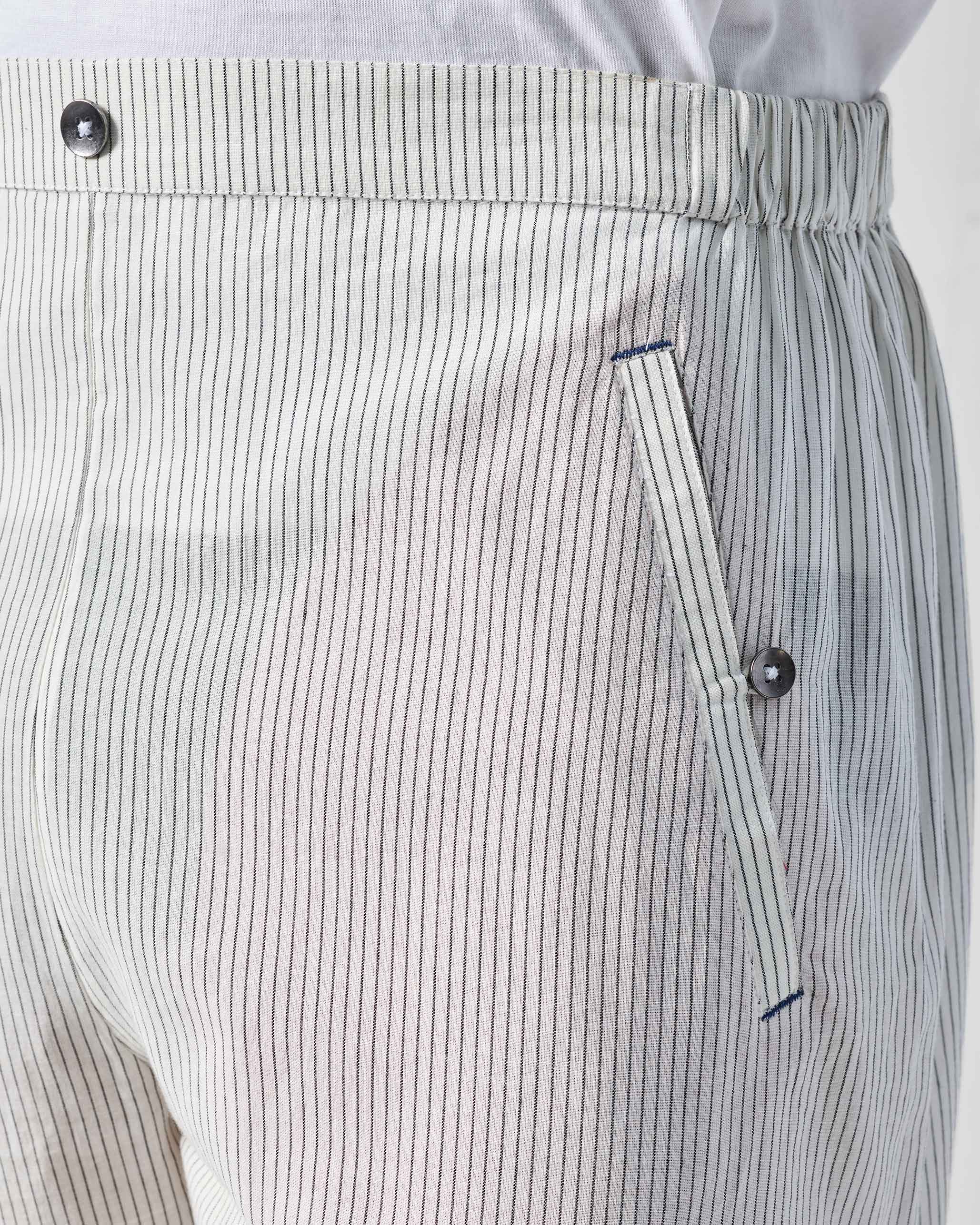 Kurta Pants - Charcoal & White Striped