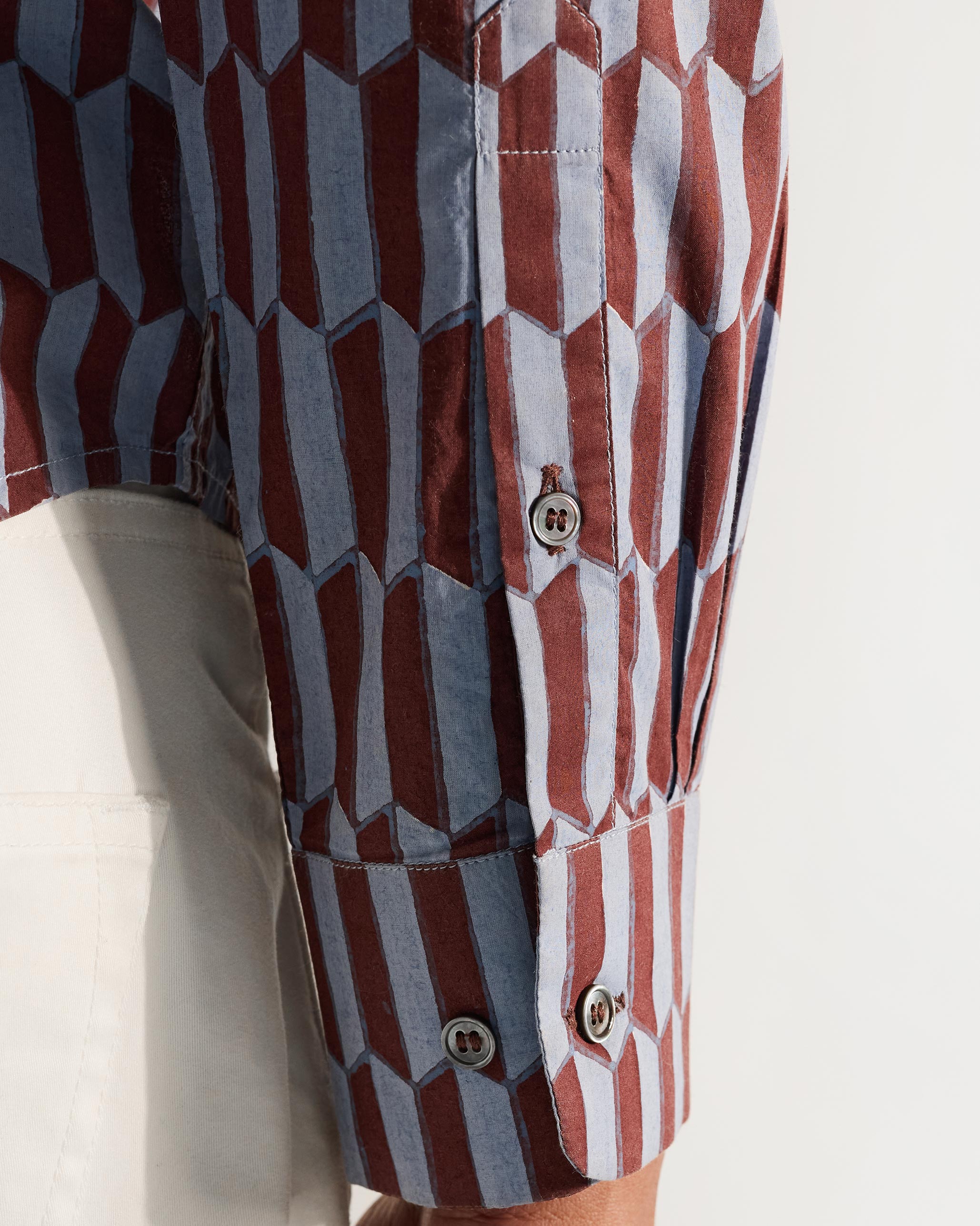 Drongo Shirt - Brown & Light Blue Print