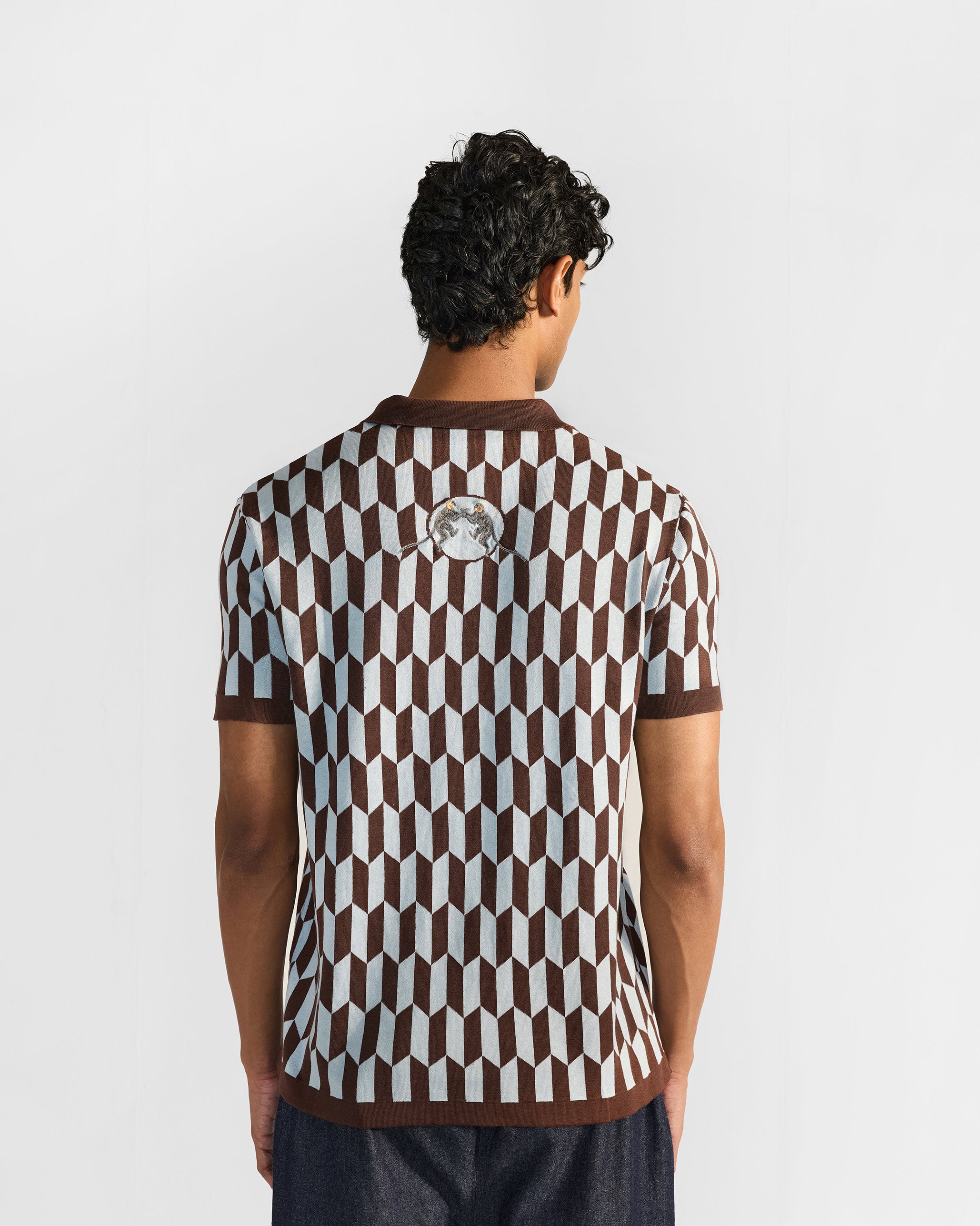 Langur Polo T-Shirt - Brown & Light Grey